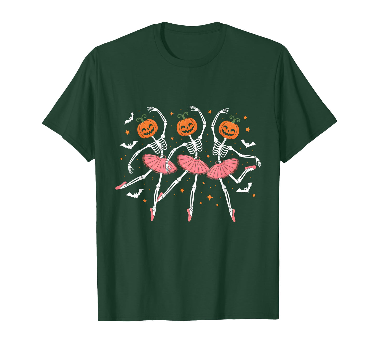 Ballet Pumpkin Skeleton Scary Halloween Men Women Boys Girl T-Shirt