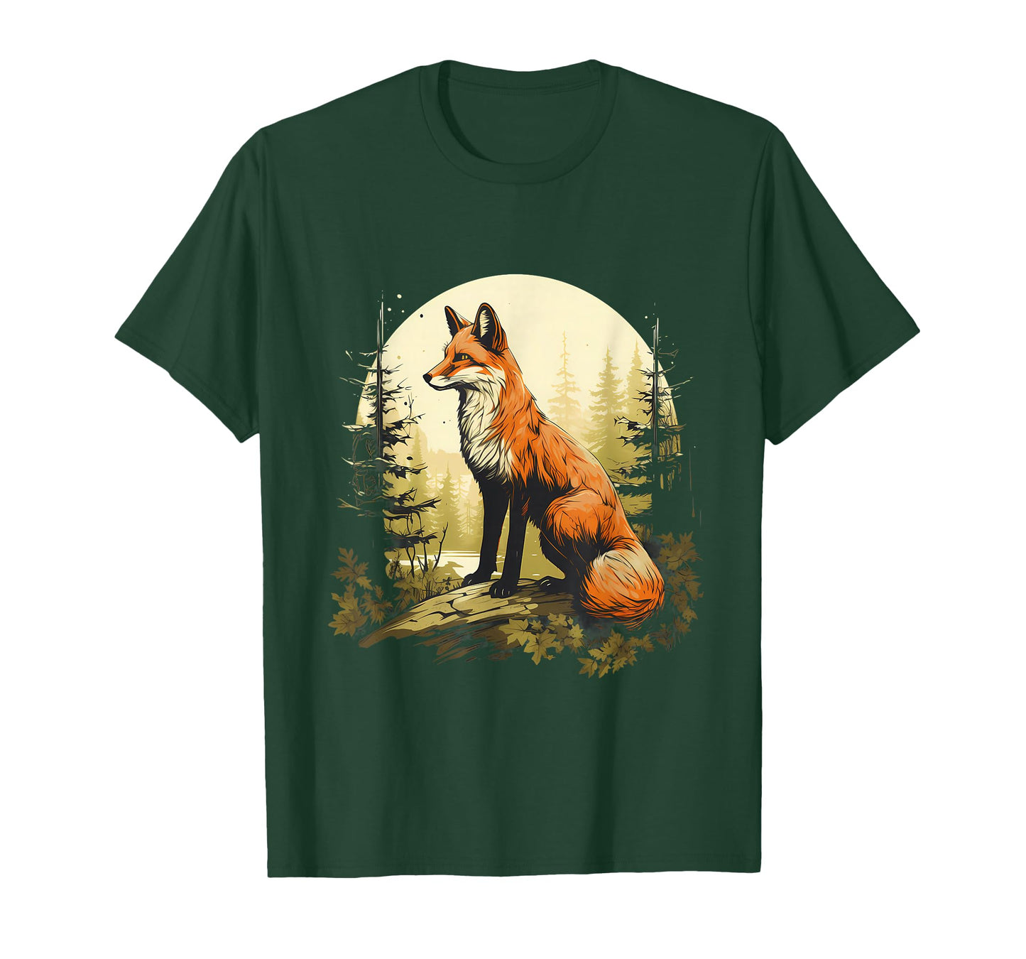 Fox Nature Forest Wildlife Motif Animal Lovers Landscape T-Shirt