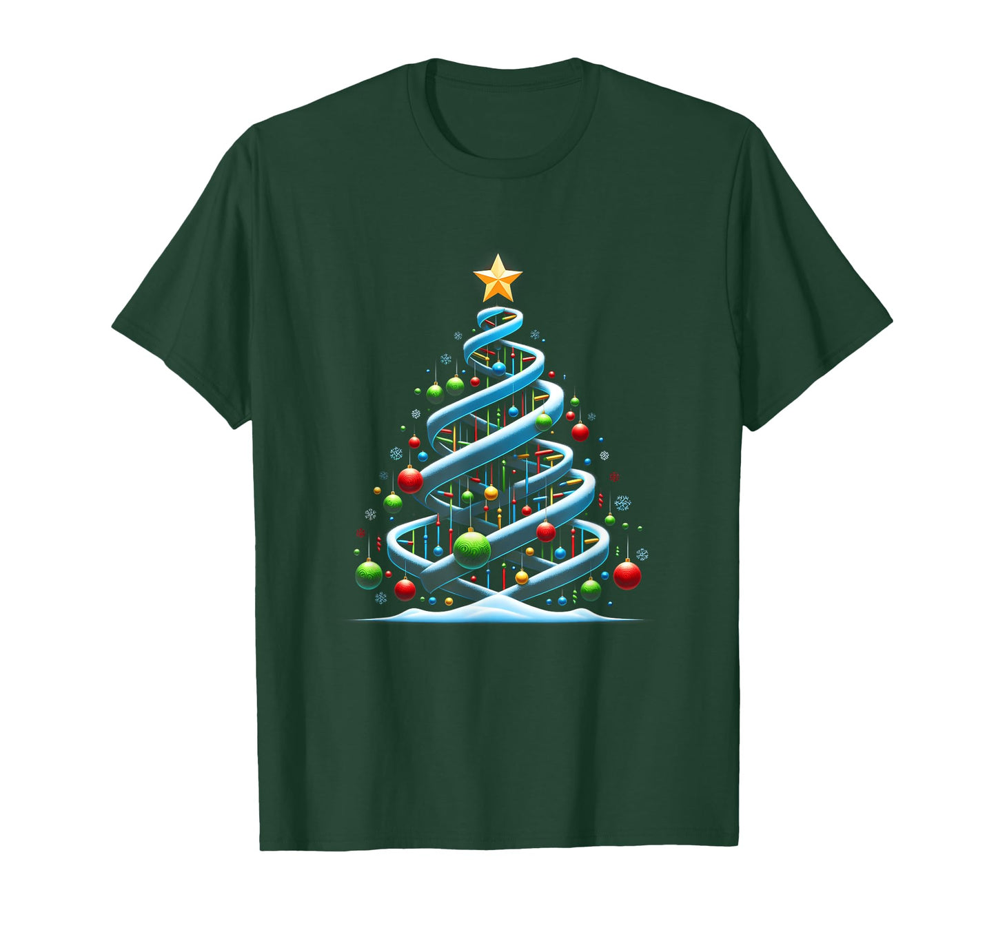 DNA Helix Christmas Tree Scientist Biology Science Teacher T-Shirt