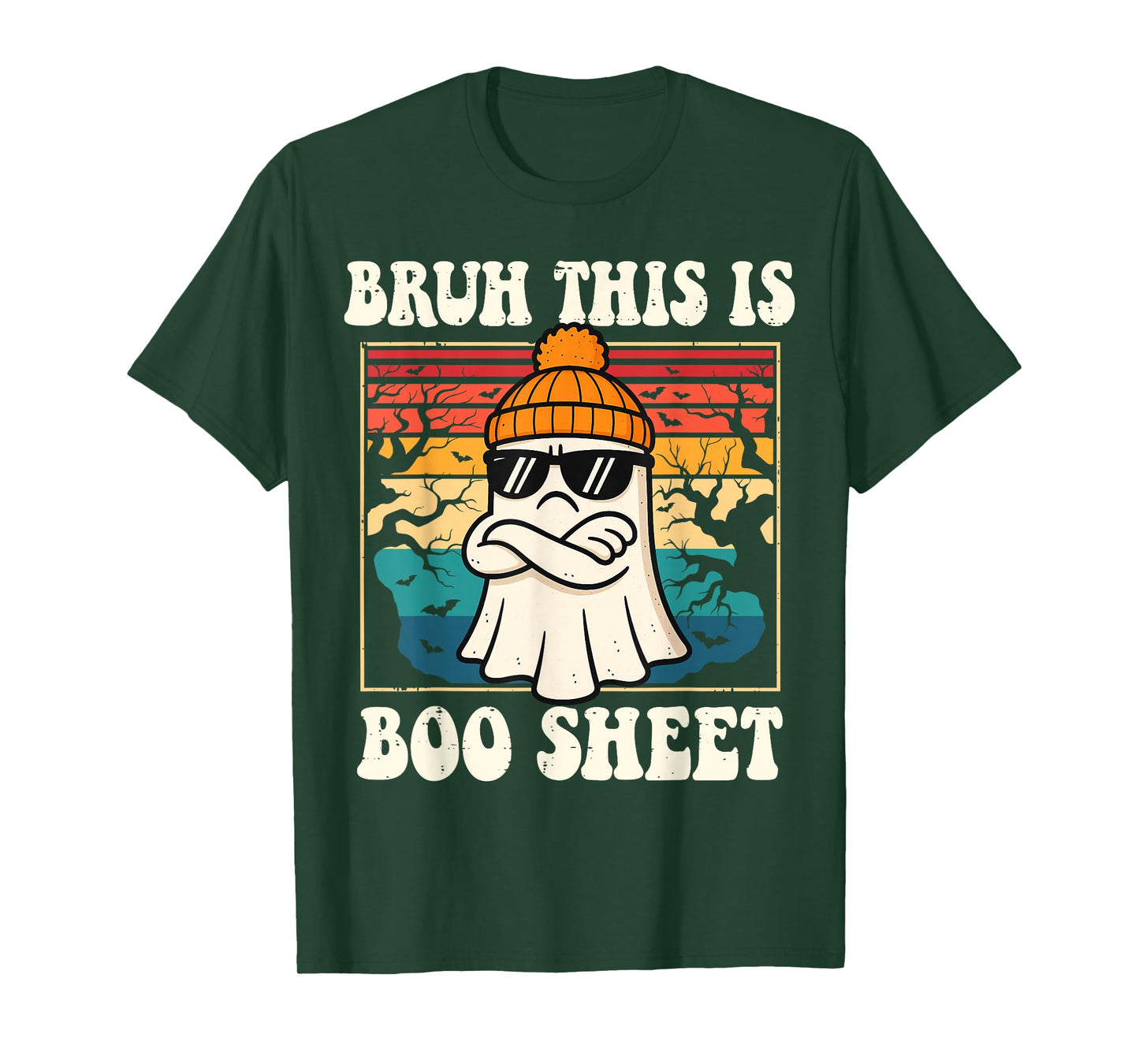 Bruh This is Boo Sheet Ghost Retro Funny Halloween Men Women T-Shirt