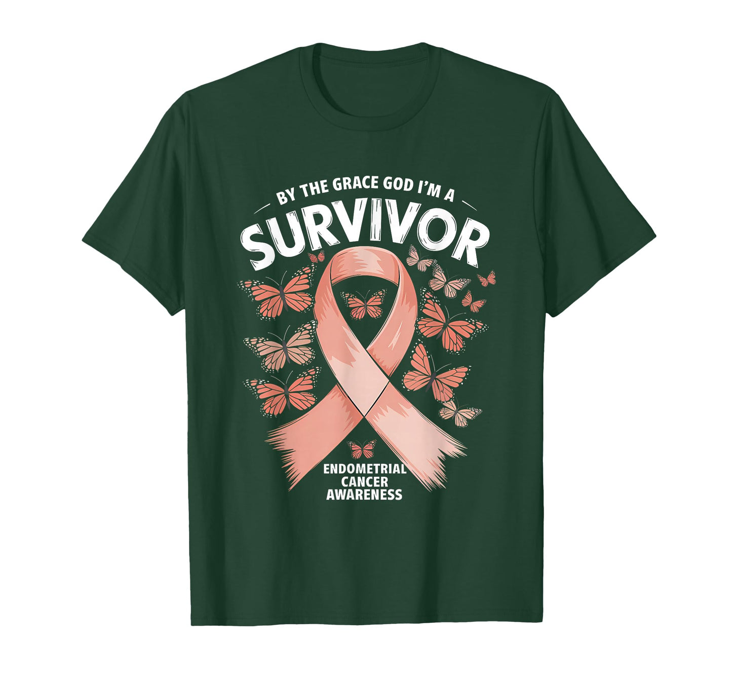 Endometrial Cancer Awareness Peach Ribbon T-Shirt