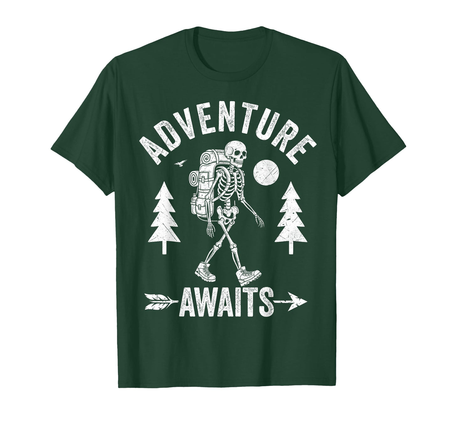 Adventure Awaits Skeleton Backpacker Spooky Halloween Hiking T-Shirt