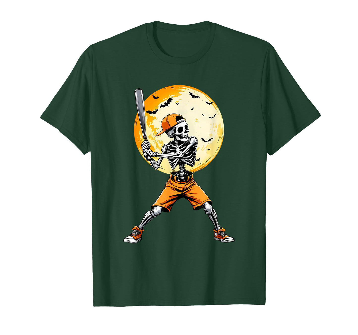 Funny Spooky Skeleton Baseball Tee | Boys & Kids Halloween T-Shirt