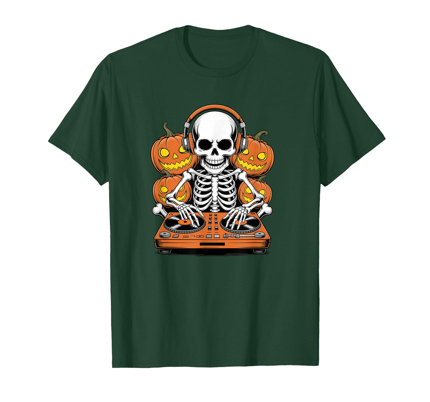 Halloween Skeleton DJ Music Disc Jockey T-Shirt