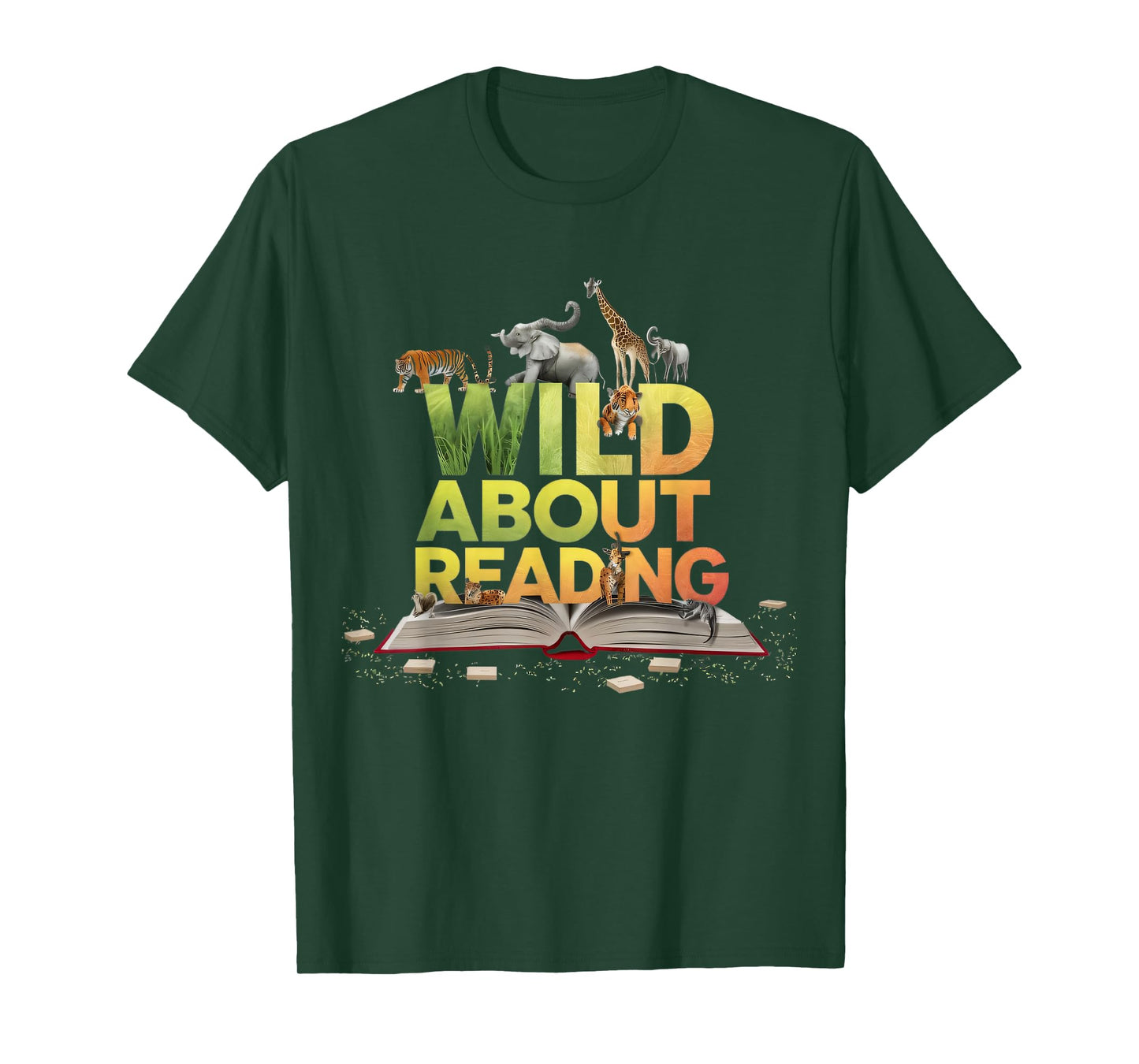 Wild About Reading Books Lovers Novelty Bookworm Library Day T-Shirt