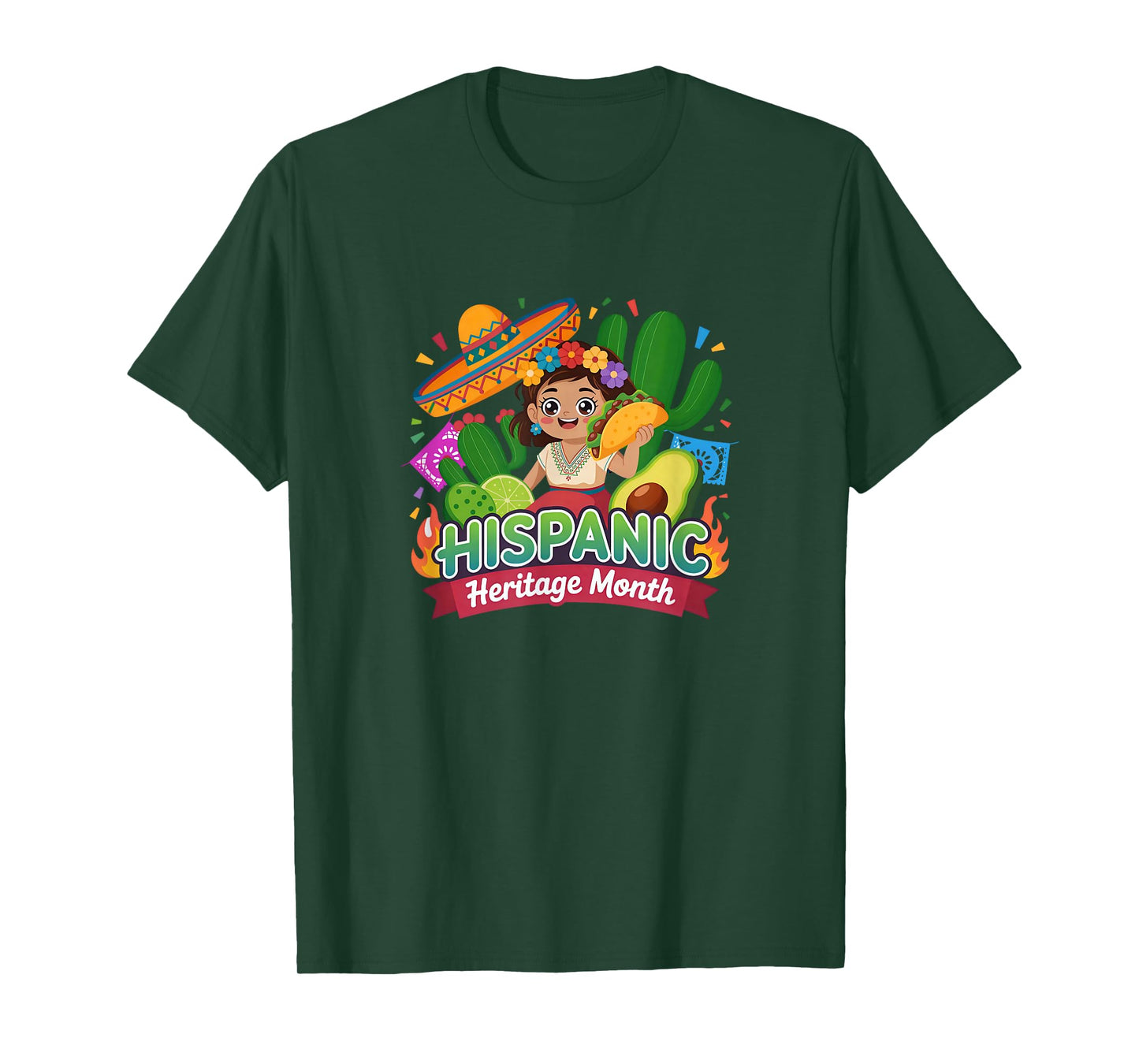 Hispanic Heritage Month Latino Culture Latina Taco Cactus T-Shirt