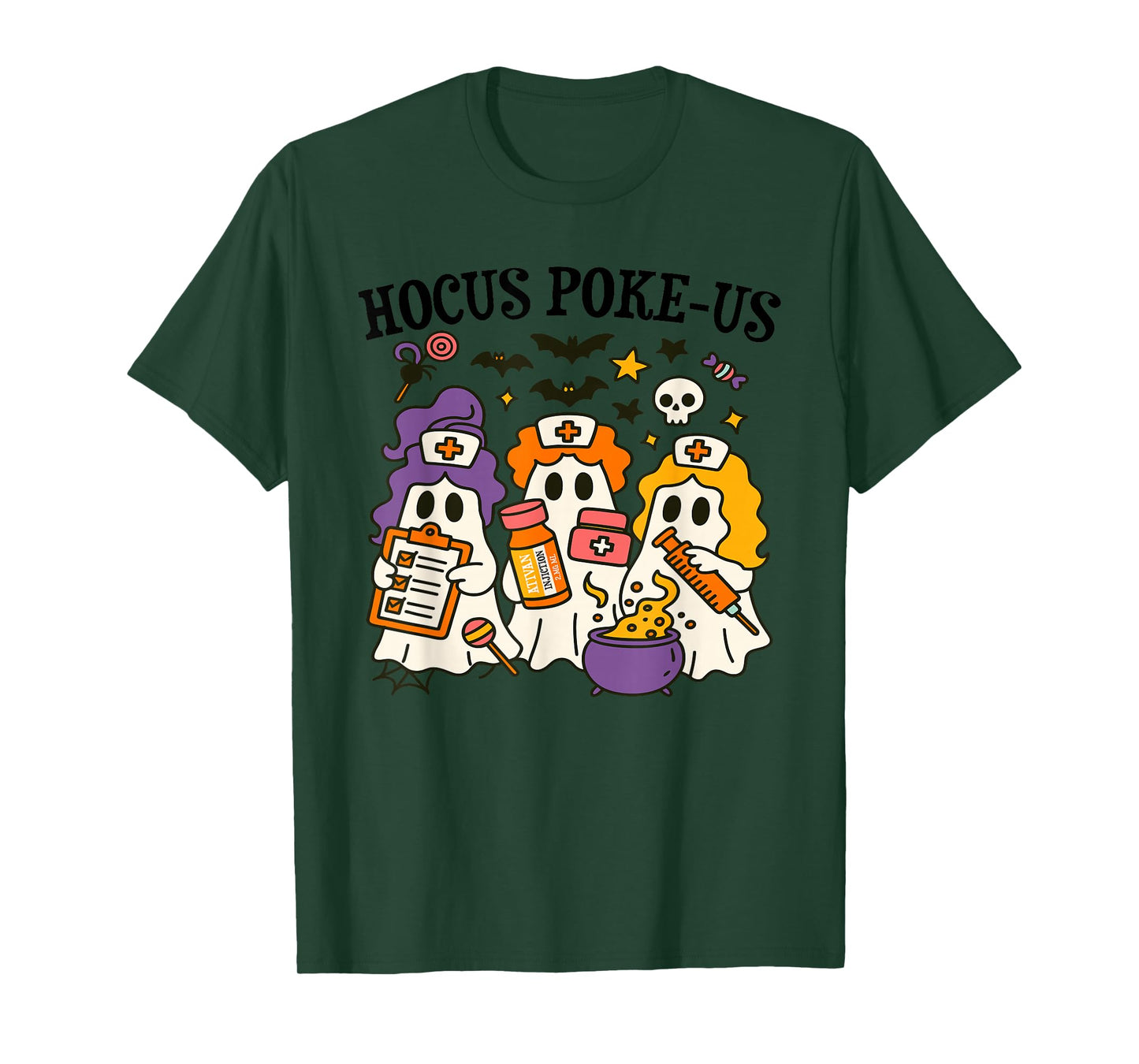 Funny Hocus Poke-us Spooky Nurse Halloween Outfit T-Shirt