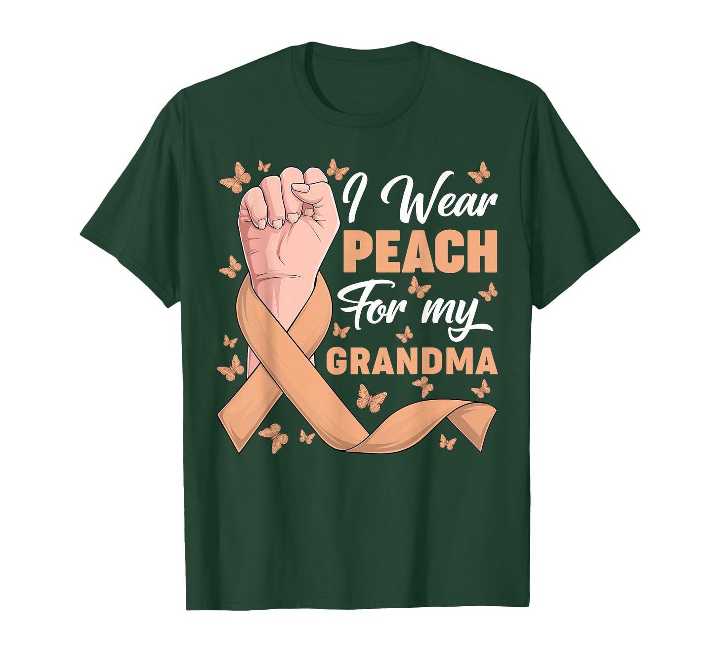 I Wear Peach For My Grandma Uterine Cancer Awareness Support T-Shirt
