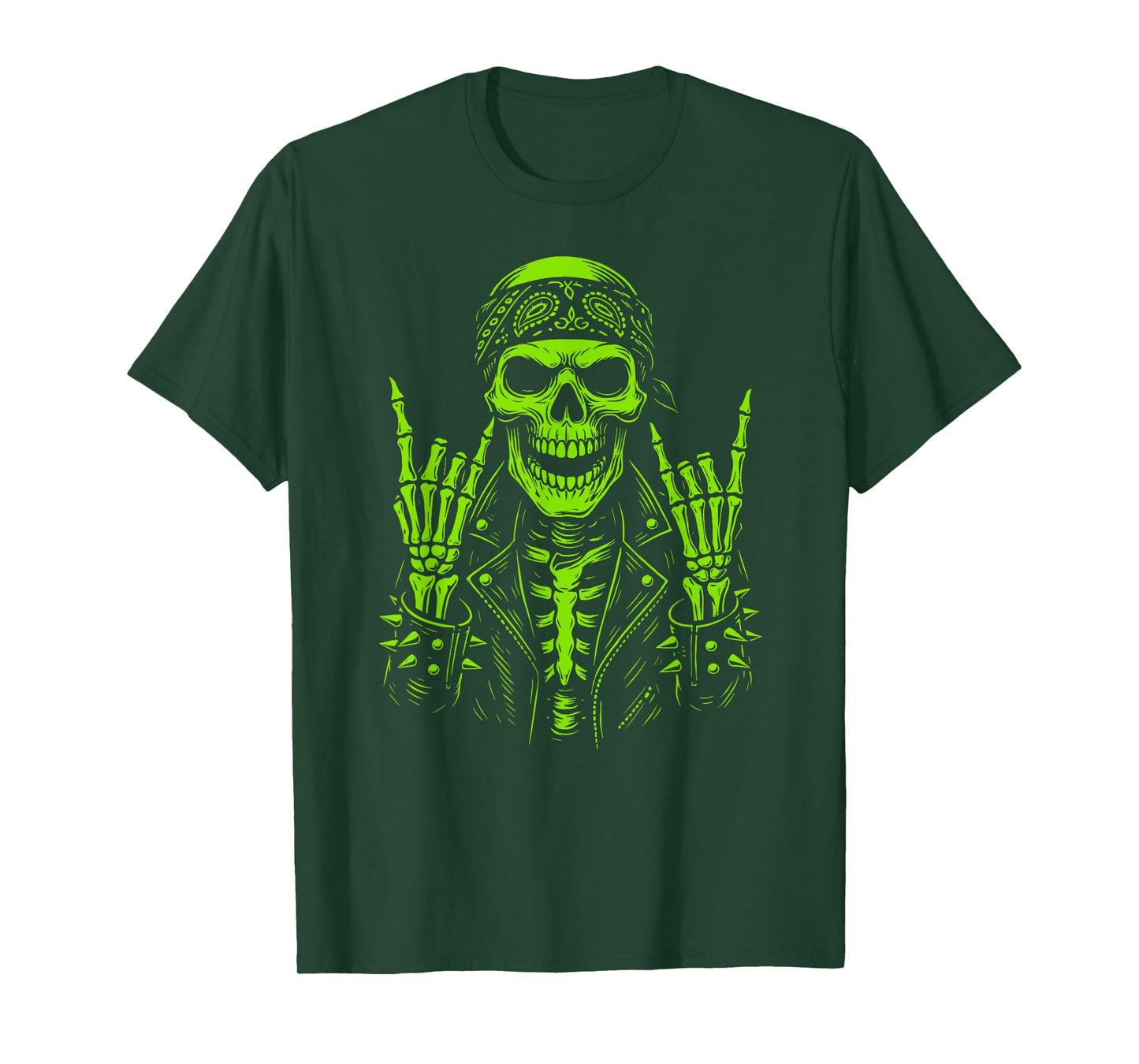 Rocker Skeleton Halloween Punk Rock Men Boys T-Shirt