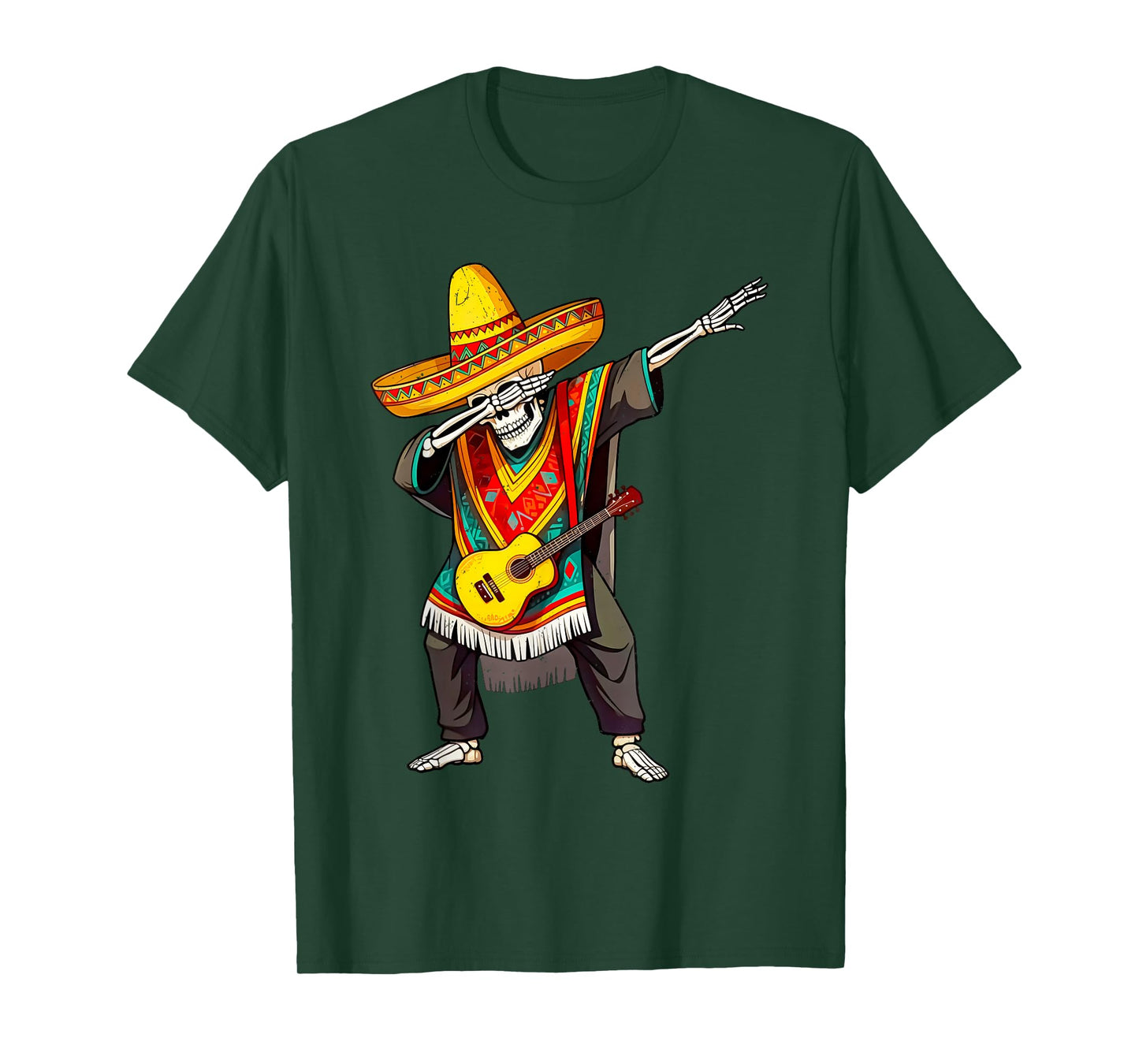 Funny Dabbing Mexican Skeleton Poncho Cinco de Mayo T-Shirt