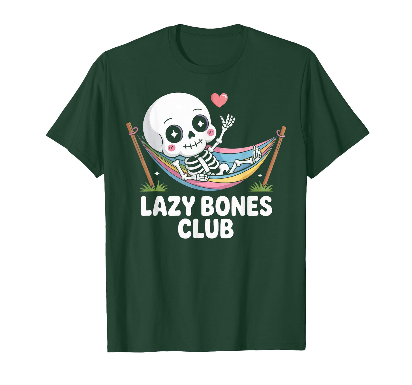 Lazy Bones Club Cartoon Skeleton Hammock T-Shirt