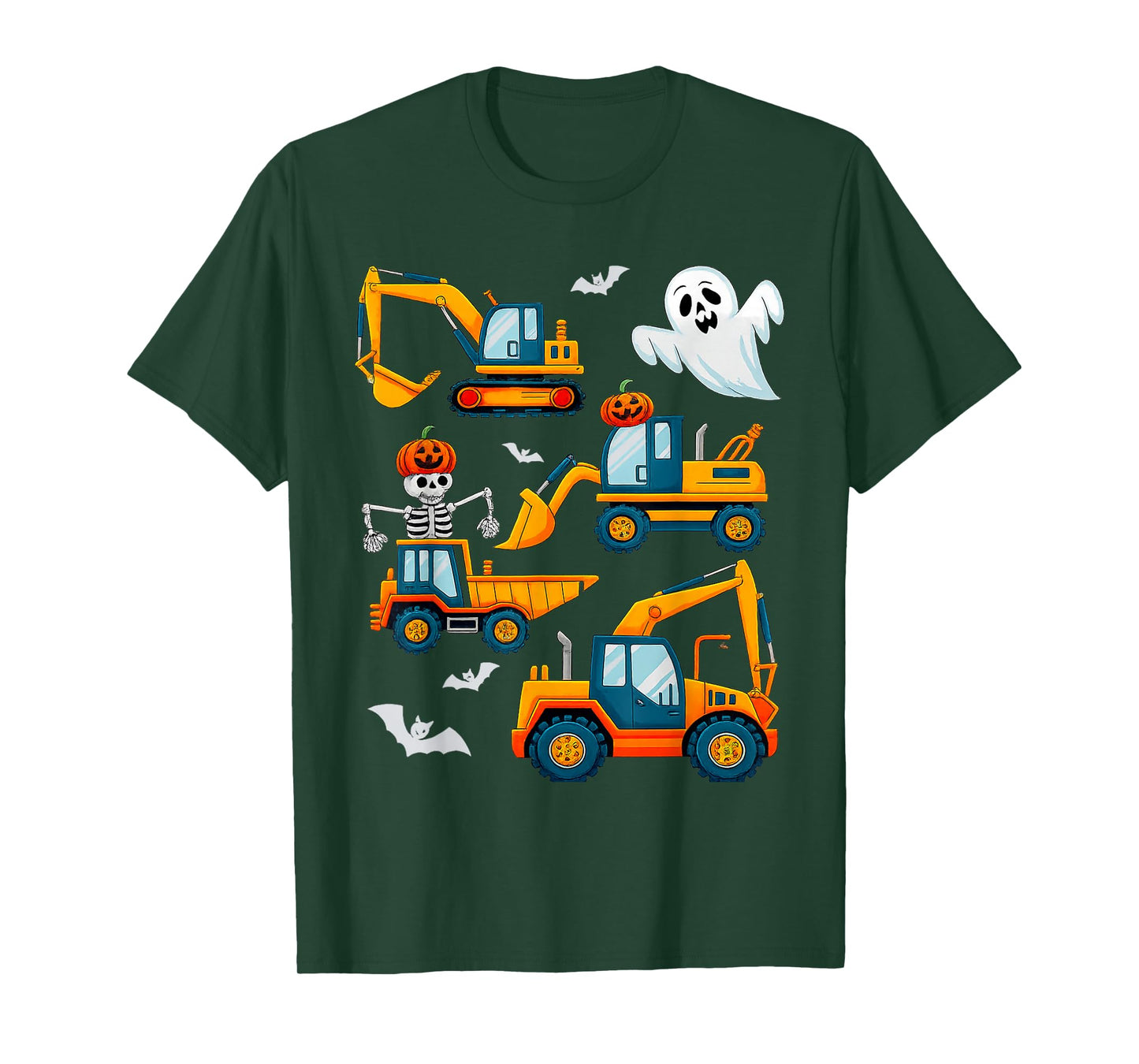 Halloween Skeleton Construction Vehicles Funny Cute T-Shirt