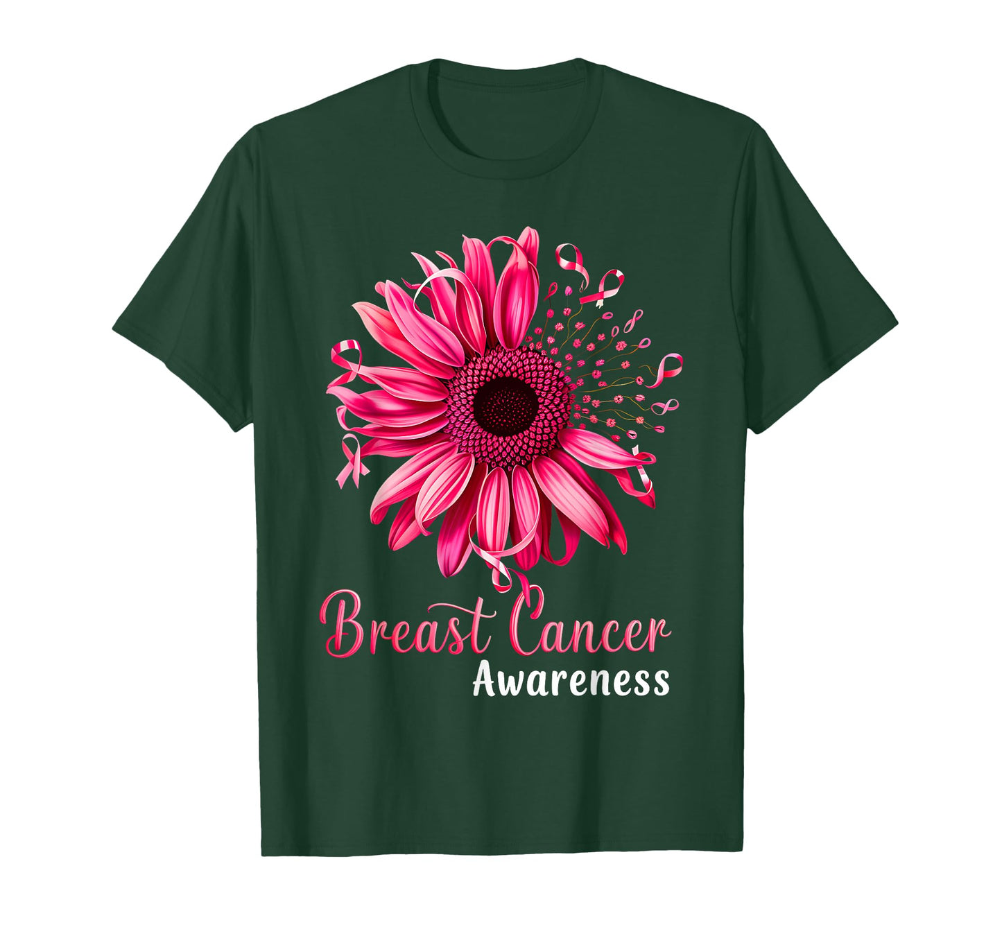 Sunflower Breast Cancer Awareness Pink Ribbon in October T-Shirt