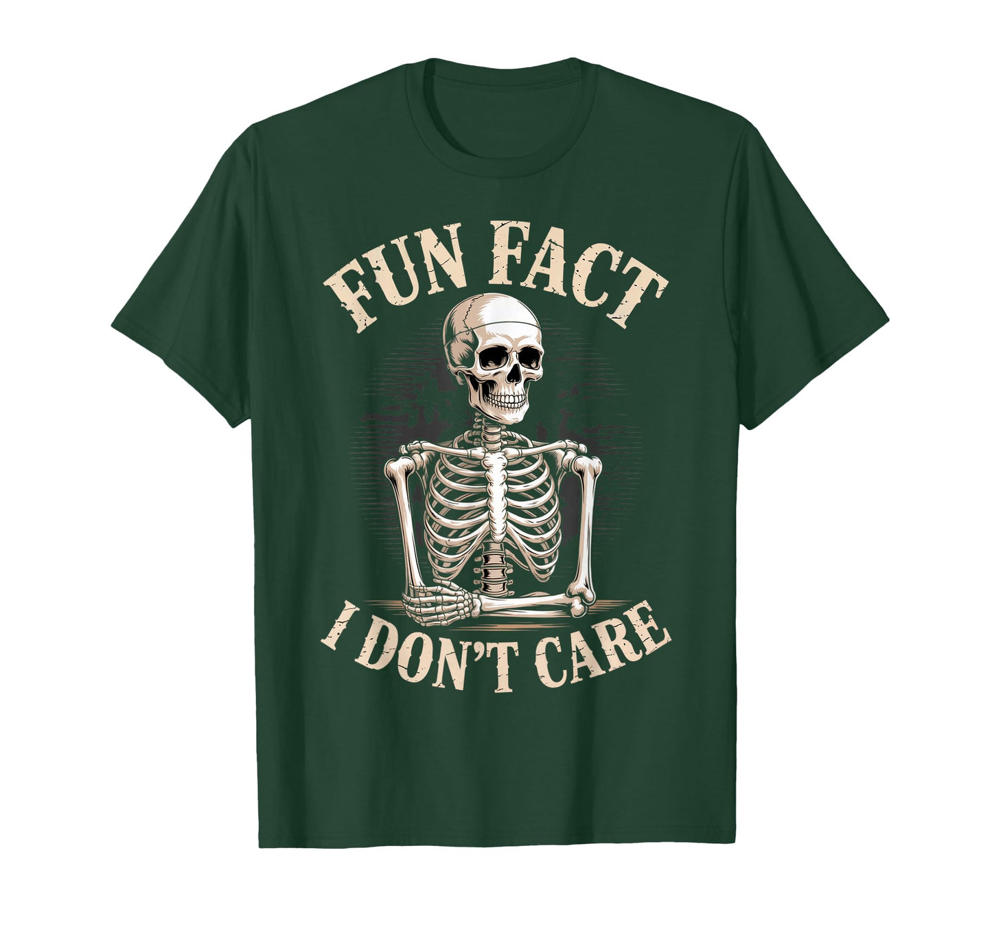 Fun Fact I Don’t Care Skull Funny Sarcastic Quote Skeleton T-Shirt
