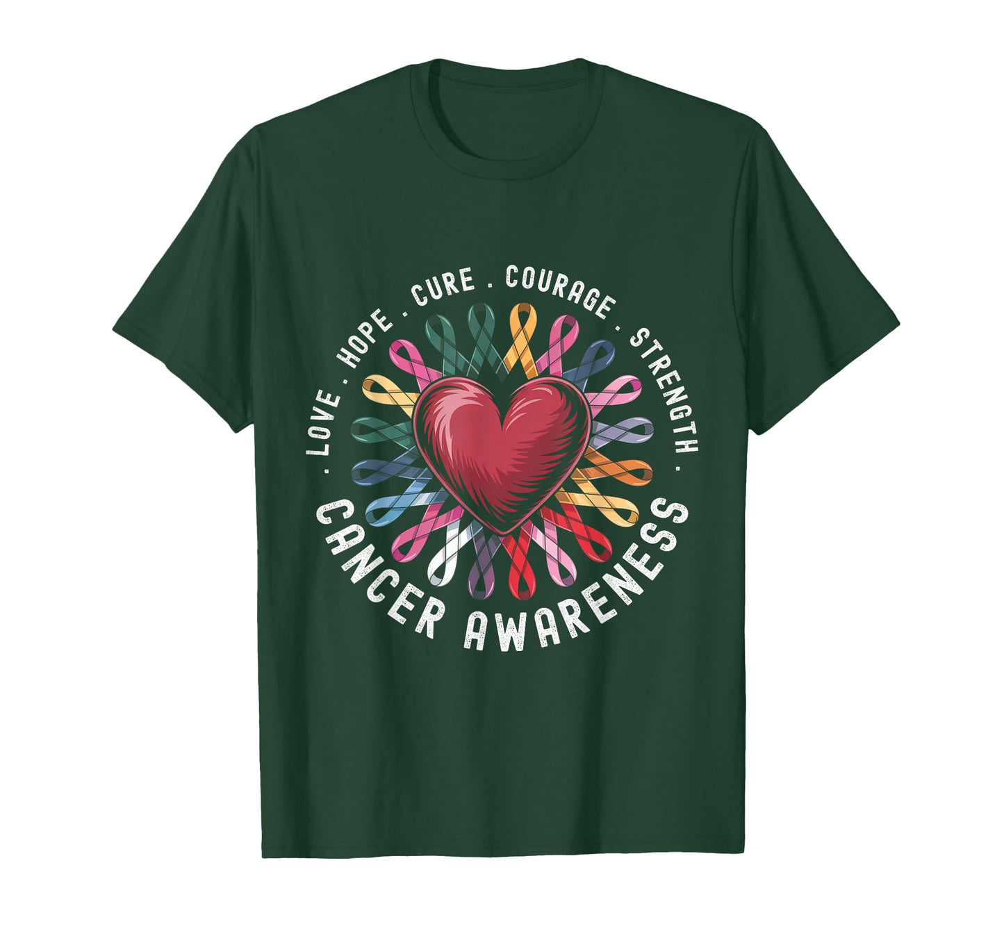 Cancer Awareness All Cancer Matter Colorful Ribbons T-Shirt