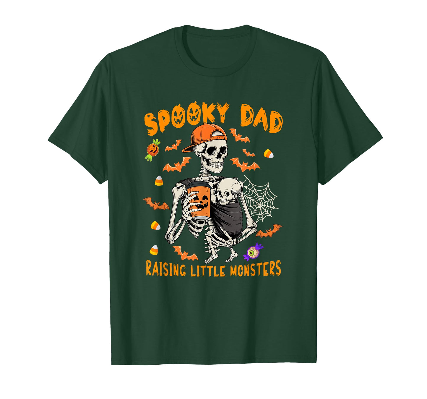 Spooky Dad Raising Halloween Monsters Funny Joke Skeletons T-Shirt