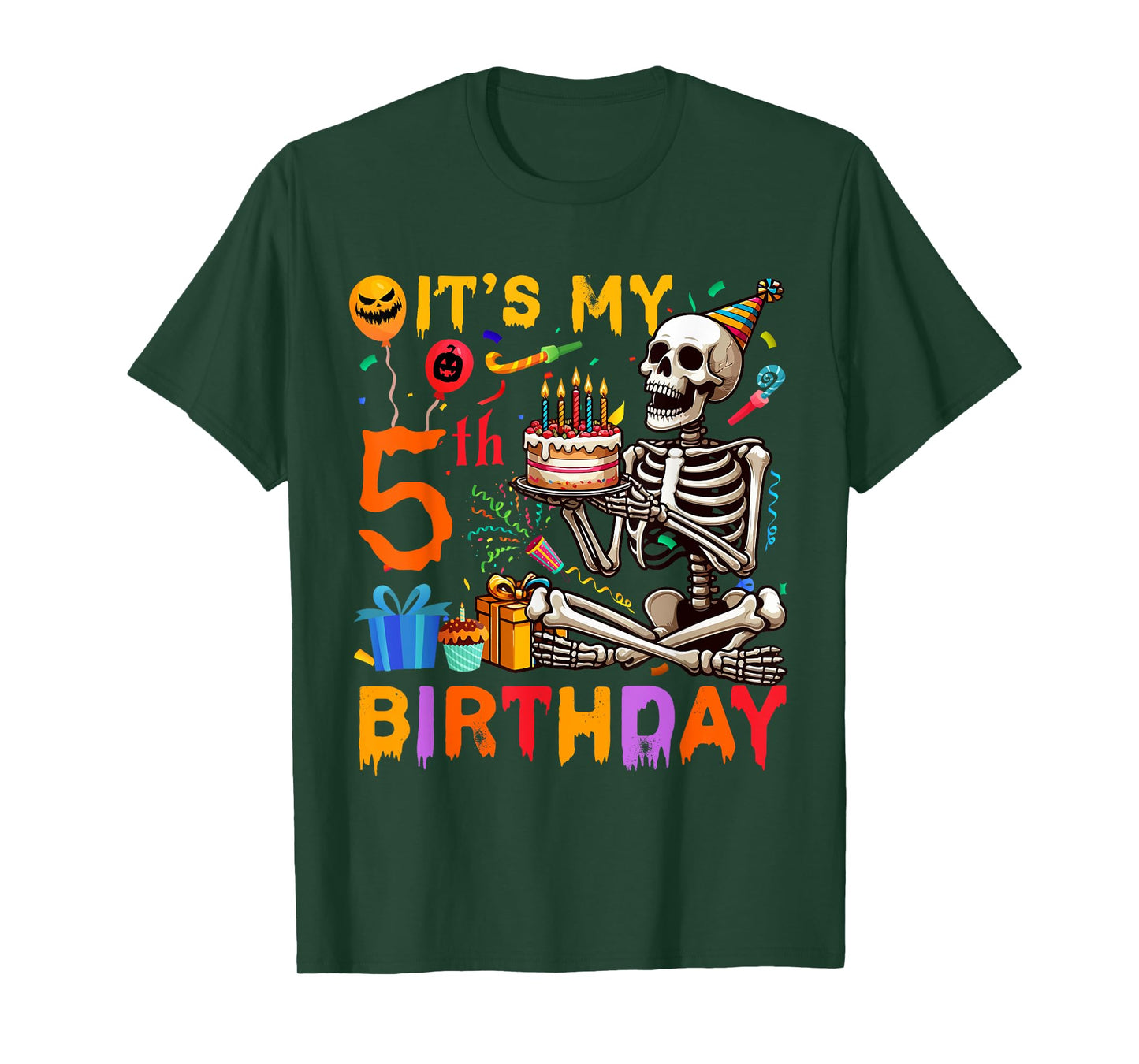 It's My 5th Birthday Halloween Skeleton Matching Party T-Shirt