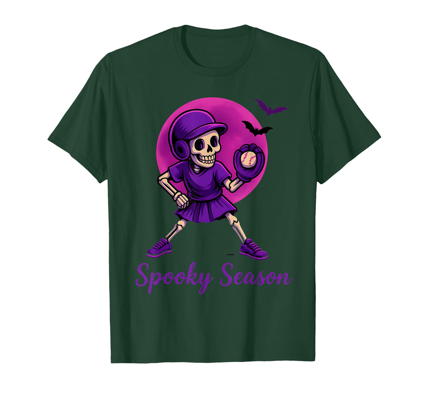 Funny Softball Skeletons Spooky Season Halloween Costume T-Shirt