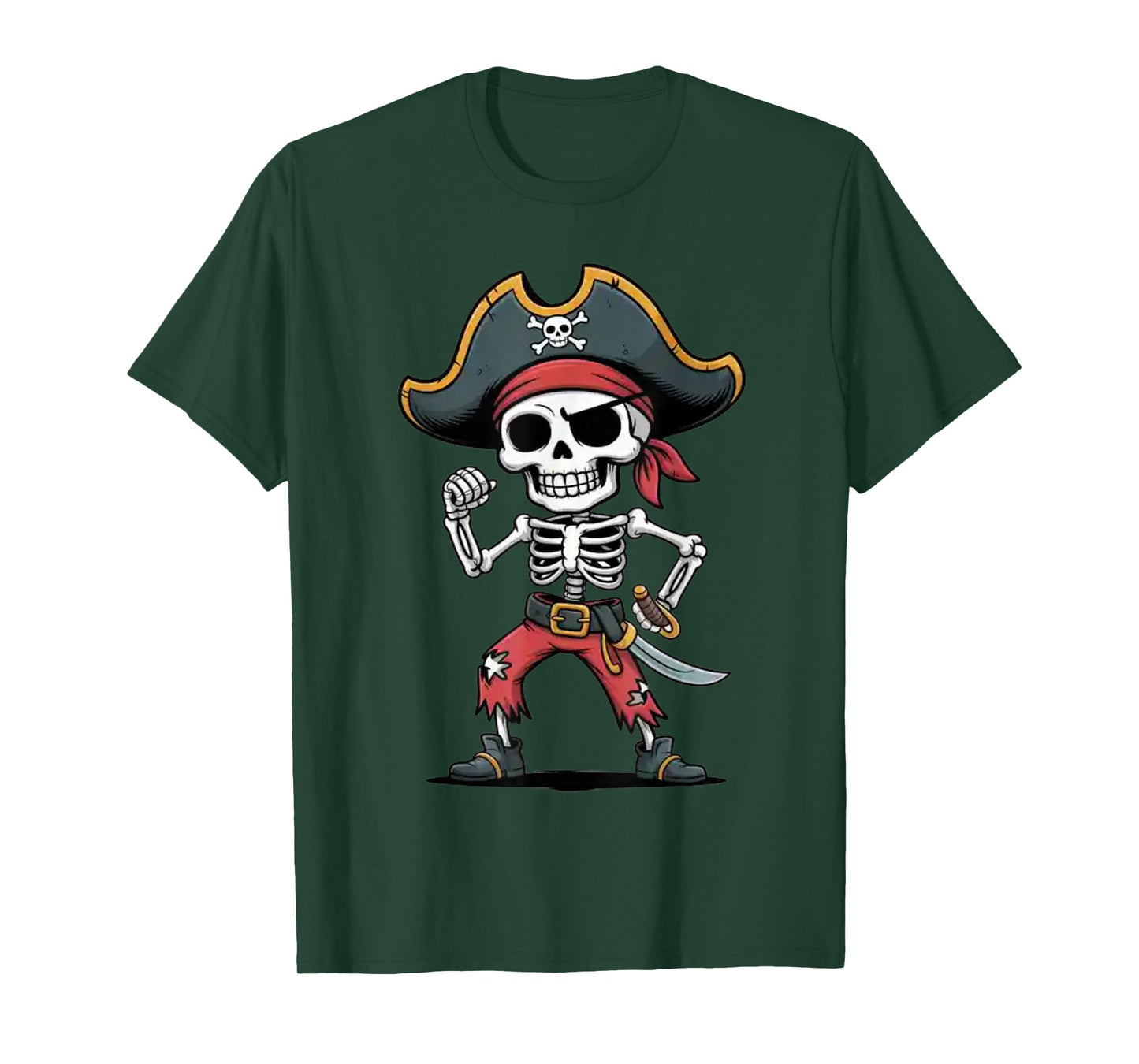 Funny Pirate Skeleton Halloween Costume Skull Jolly T-Shirt