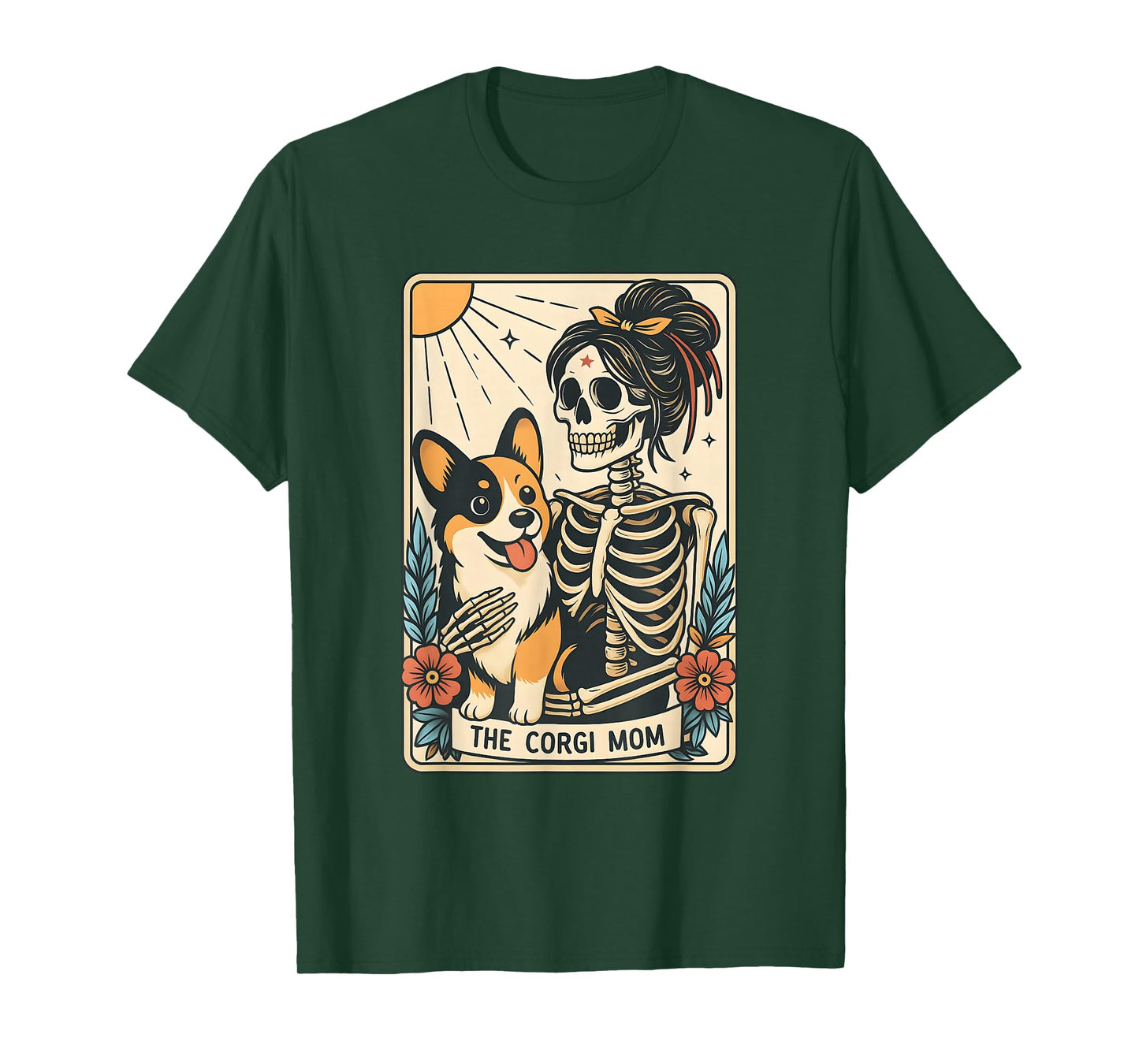 Corgi Mom Tarot Card Halloween Dog Skeleton for Corgi Lover T-Shirt
