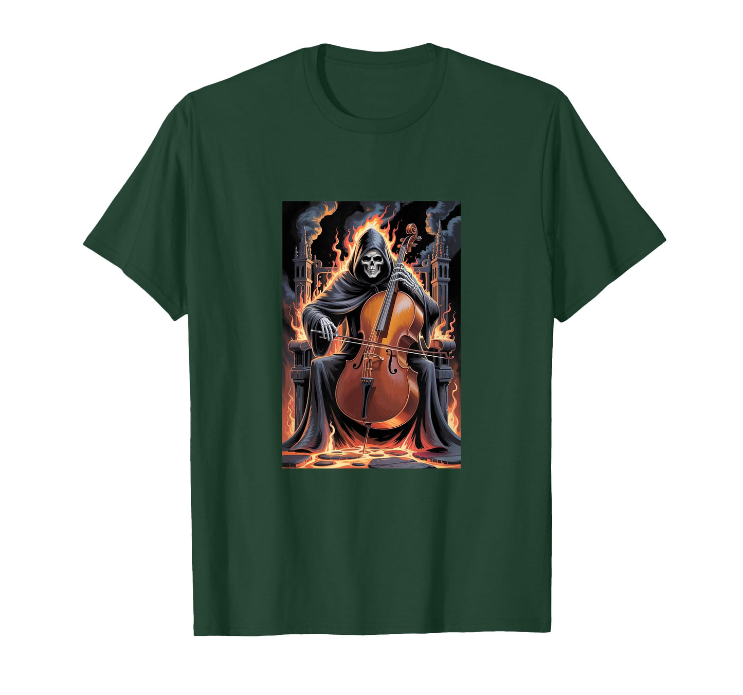Death’s Bassline – Grim Reaper Playing Upright Bass T-Shirt