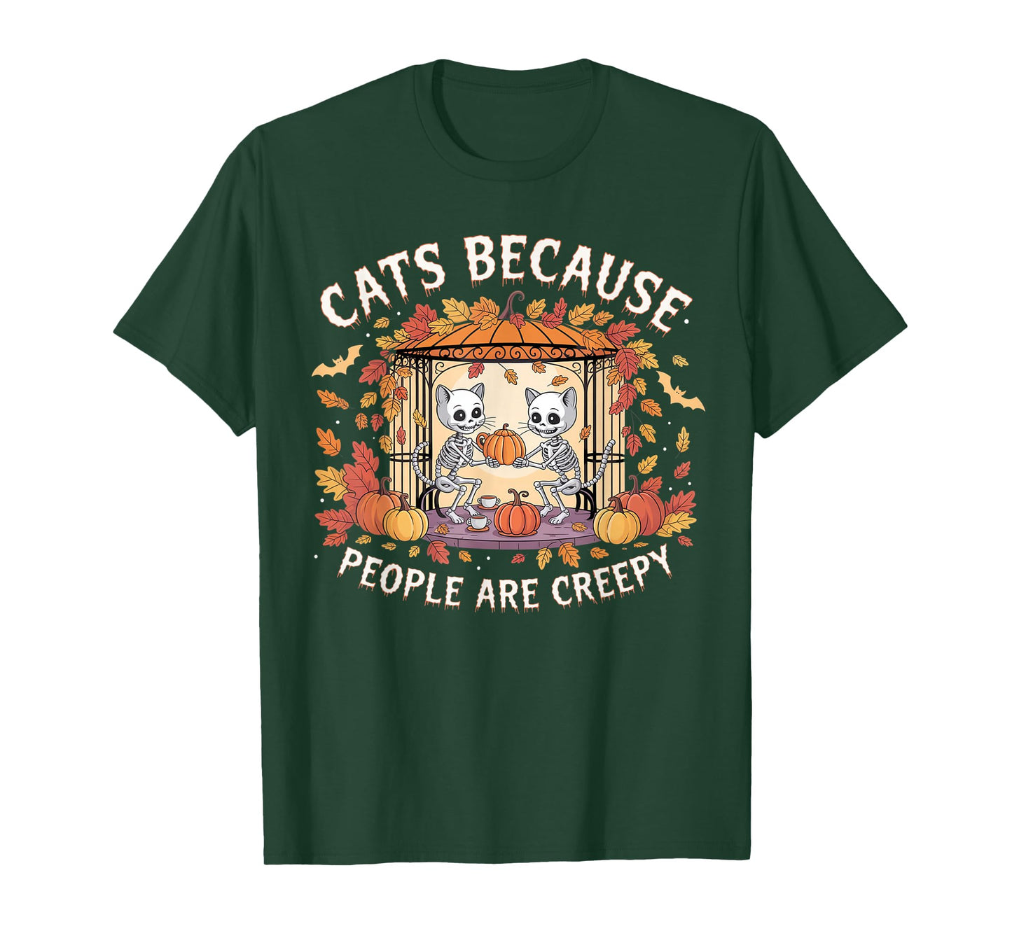 Cats Because People are Creepy Ghost Halloween Cat Mom Kids T-Shirt