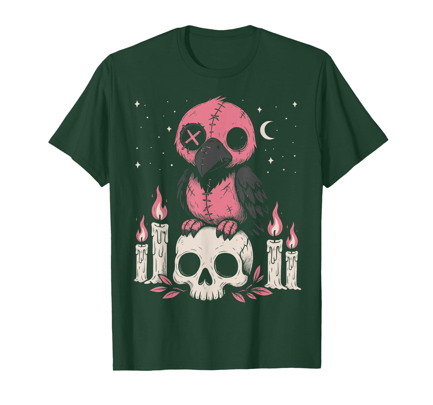 Creepy Cute Pastel Goth Crow Gothic Kawaii Raven Skull T-Shirt