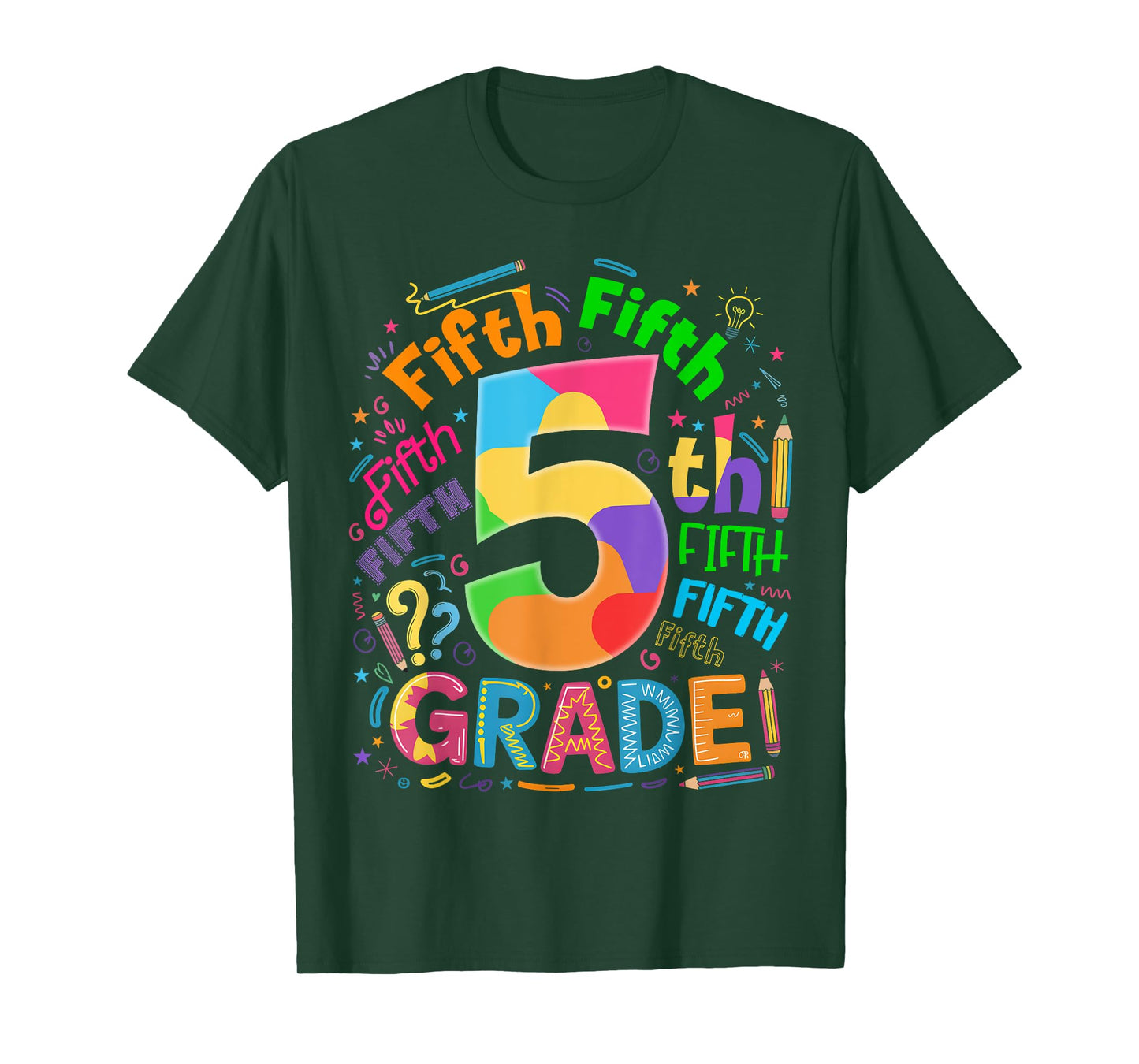 Back To School 5th Grade Team Typography Student Teacher T-Shirt