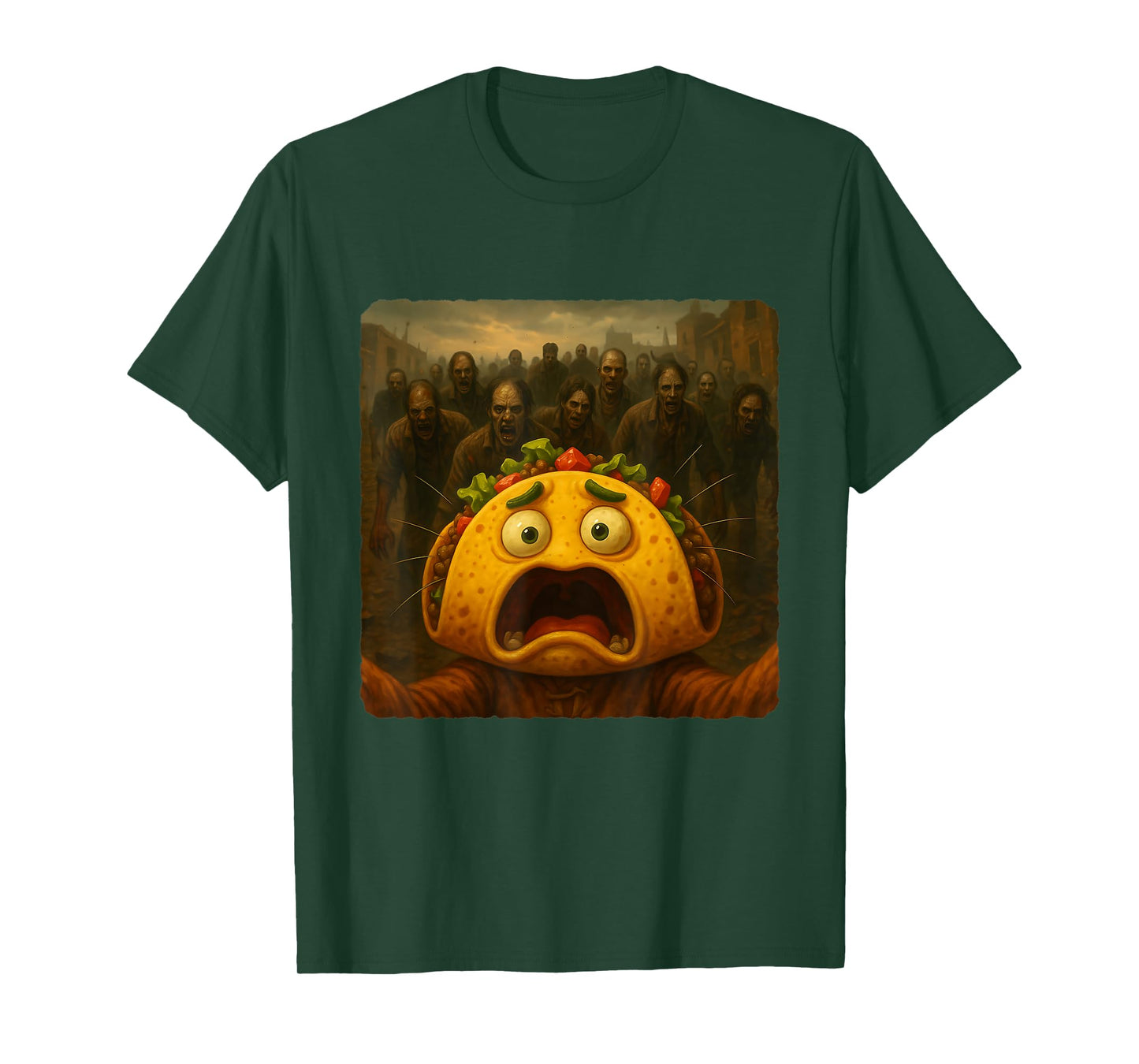 Taco Selfie Zombies Apocalypse Humor Funny Halloween T-Shirt
