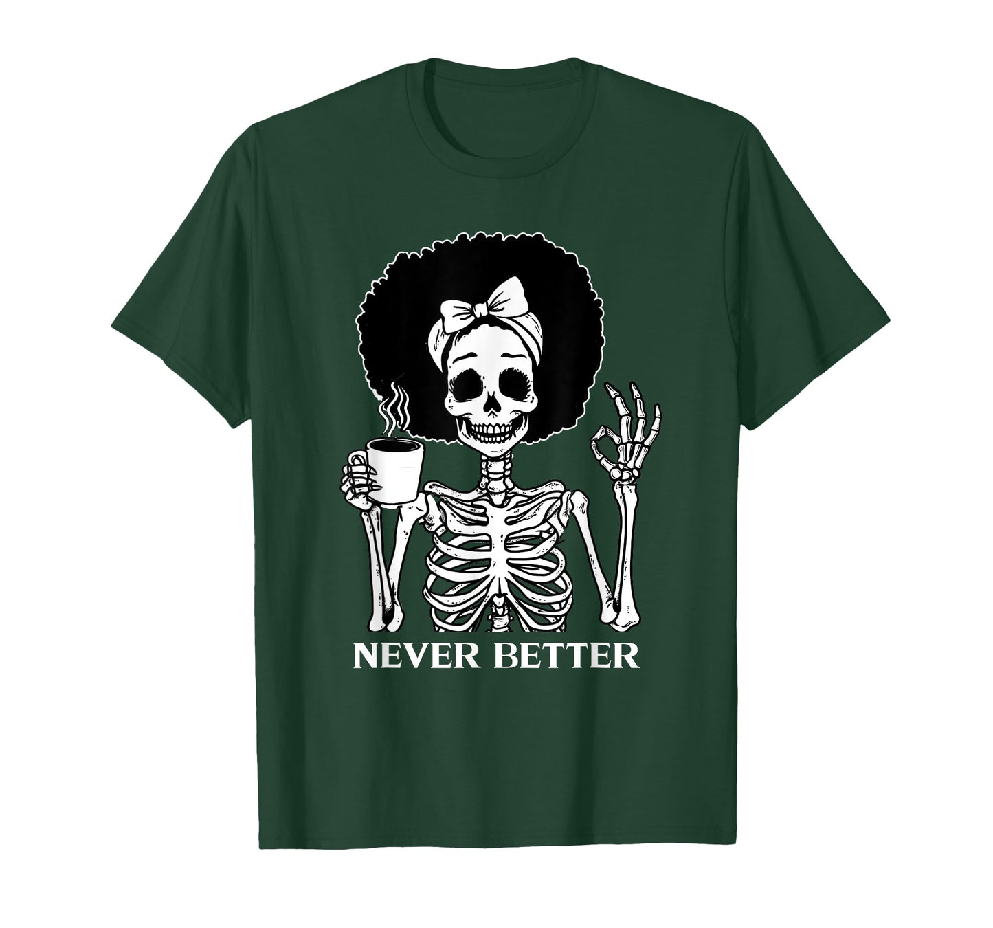 Never Better Afro Black Women African Messy Bun Vintage Bow T-Shirt