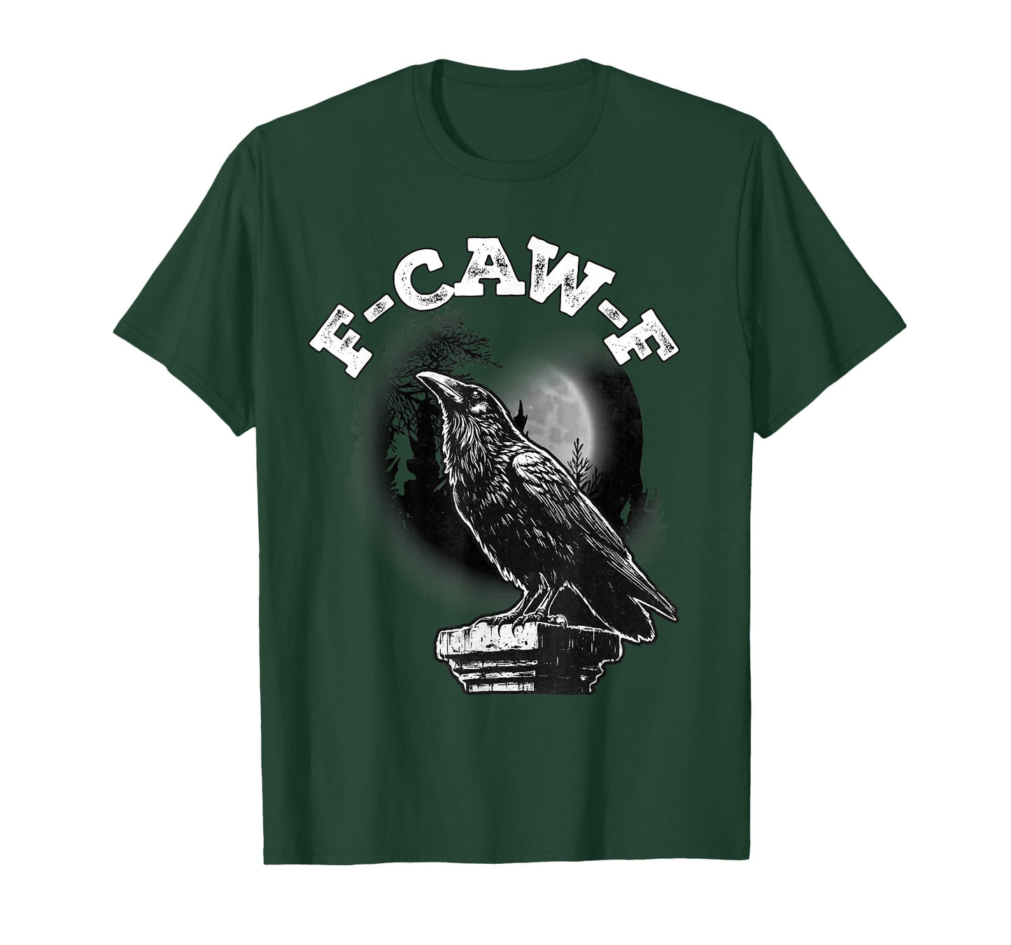 F-CAW-F Crow Moonlight Vintage Halloween Spooky Sarcasm T-Shirt
