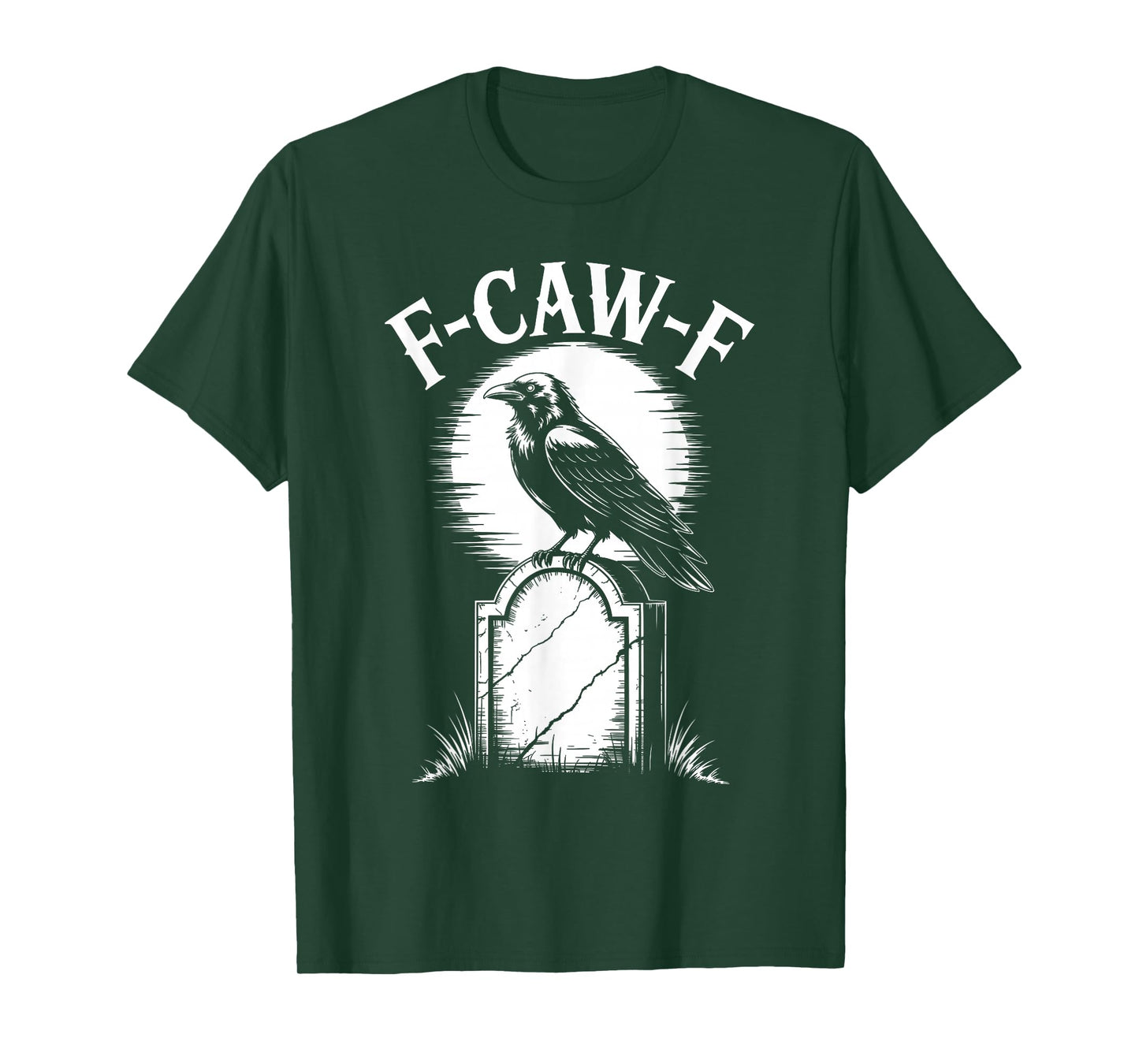 Funny F-Caw-F Crow Gothic Moon Humor Halloween T-Shirt