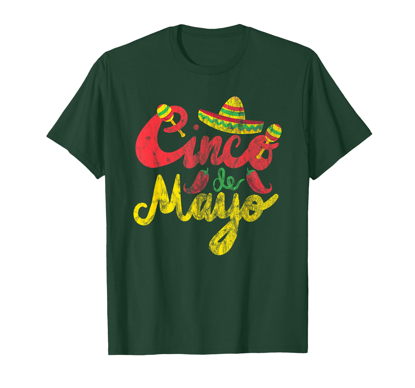 Cinco de Mayo Vintage Tee Mexico Chilli Retro Sombrero T-Shirt