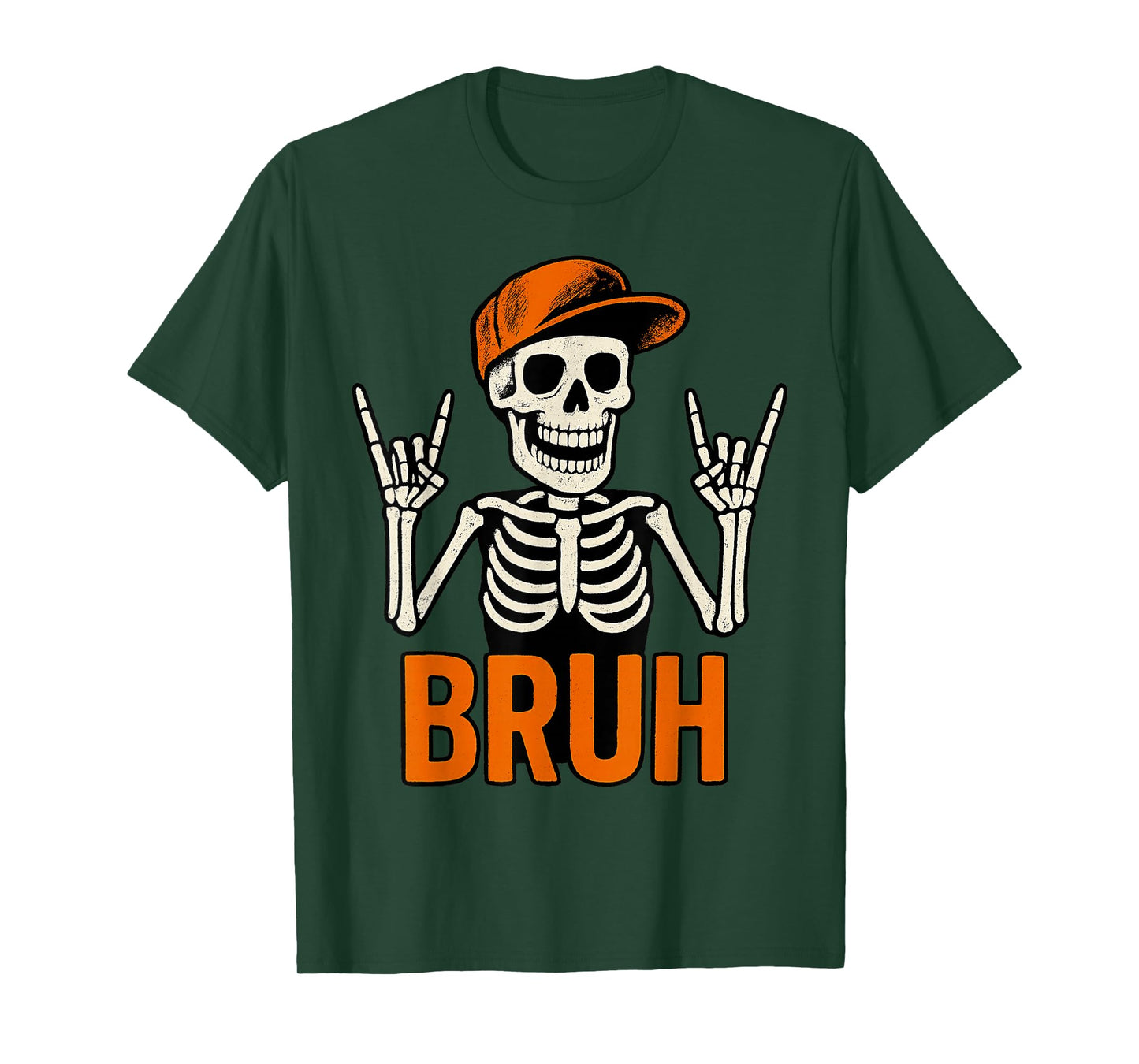 Bruh Punk Rock Skeleton Cool Rocker Halloween Men Boys Kids T-Shirt