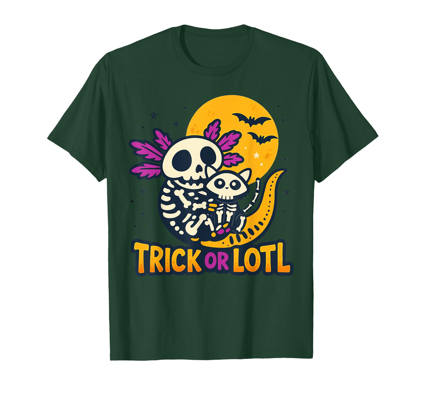 Trick Or Lotl Skeleton Axolotl Halloween Cute T-Shirt