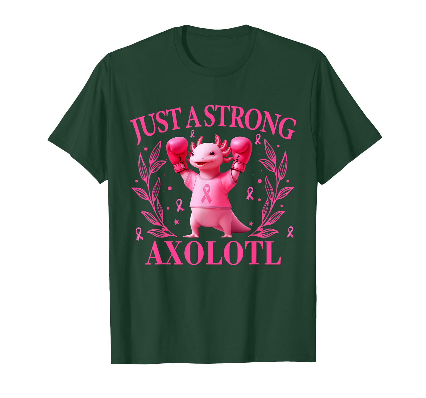 In October Just A Strong Axolotl Breast Cancer Awareness T-Shirt