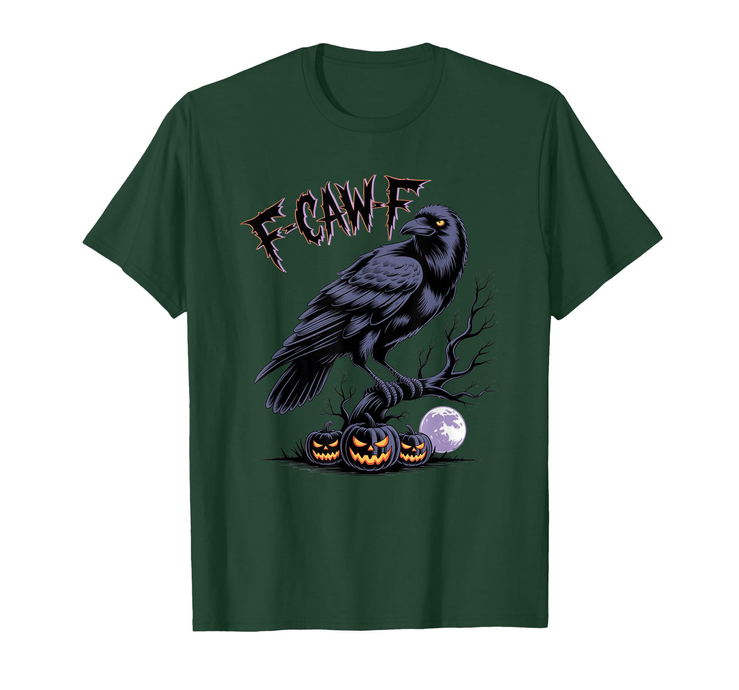 Raven Halloween F-Caw-F Funny Spooky Goth Crow Bird T-Shirt