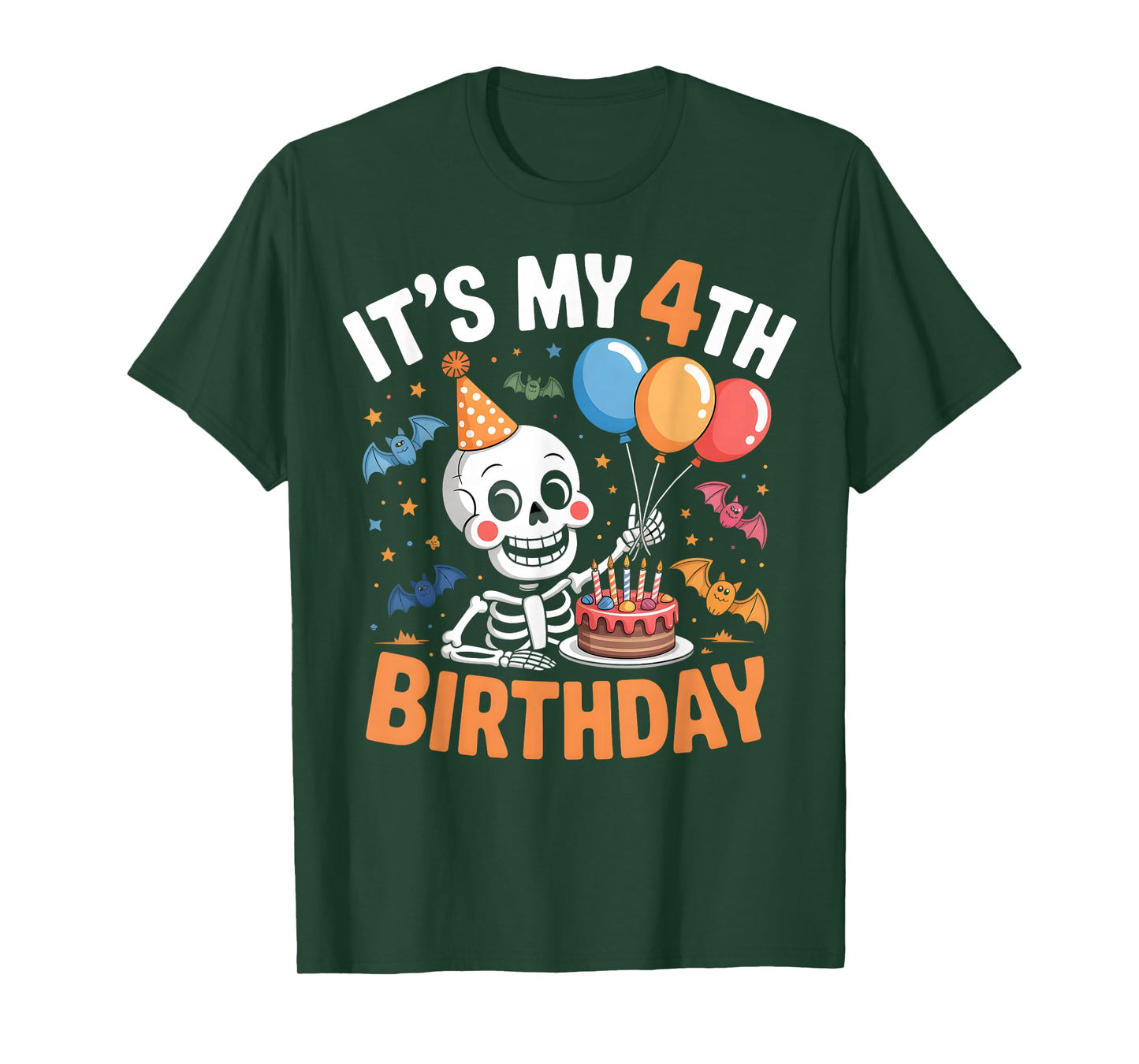 Halloween Skeleton 4th Birthday Cute Party Design T-Shirt