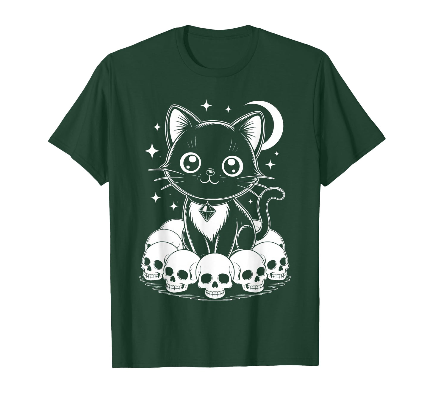 Cat Skulls Creepy Cute Kitty Goth Funny Halloween Spooky T-Shirt