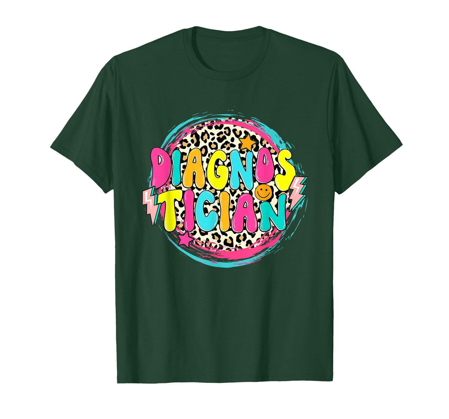 Retro Groovy Educational Diagnostician Leopard Circle T-Shirt