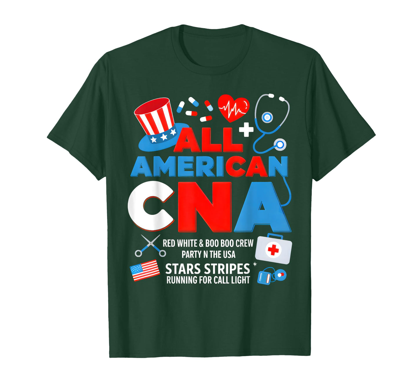 All American CNA 4th Of July Scrub Top Patriot Women RN CNA T-Shirt