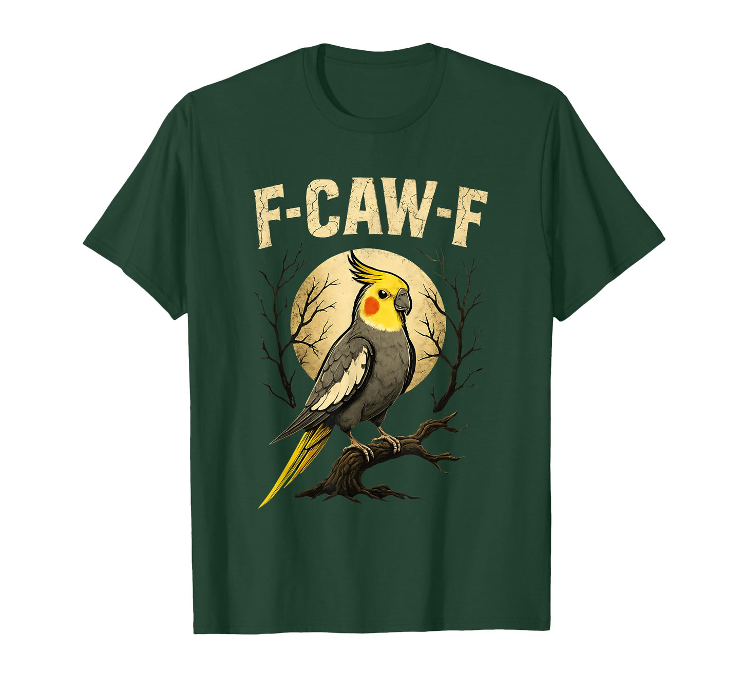 Funny Cockatiel Moon Art for Men Women F Caw F Adult Humor T-Shirt