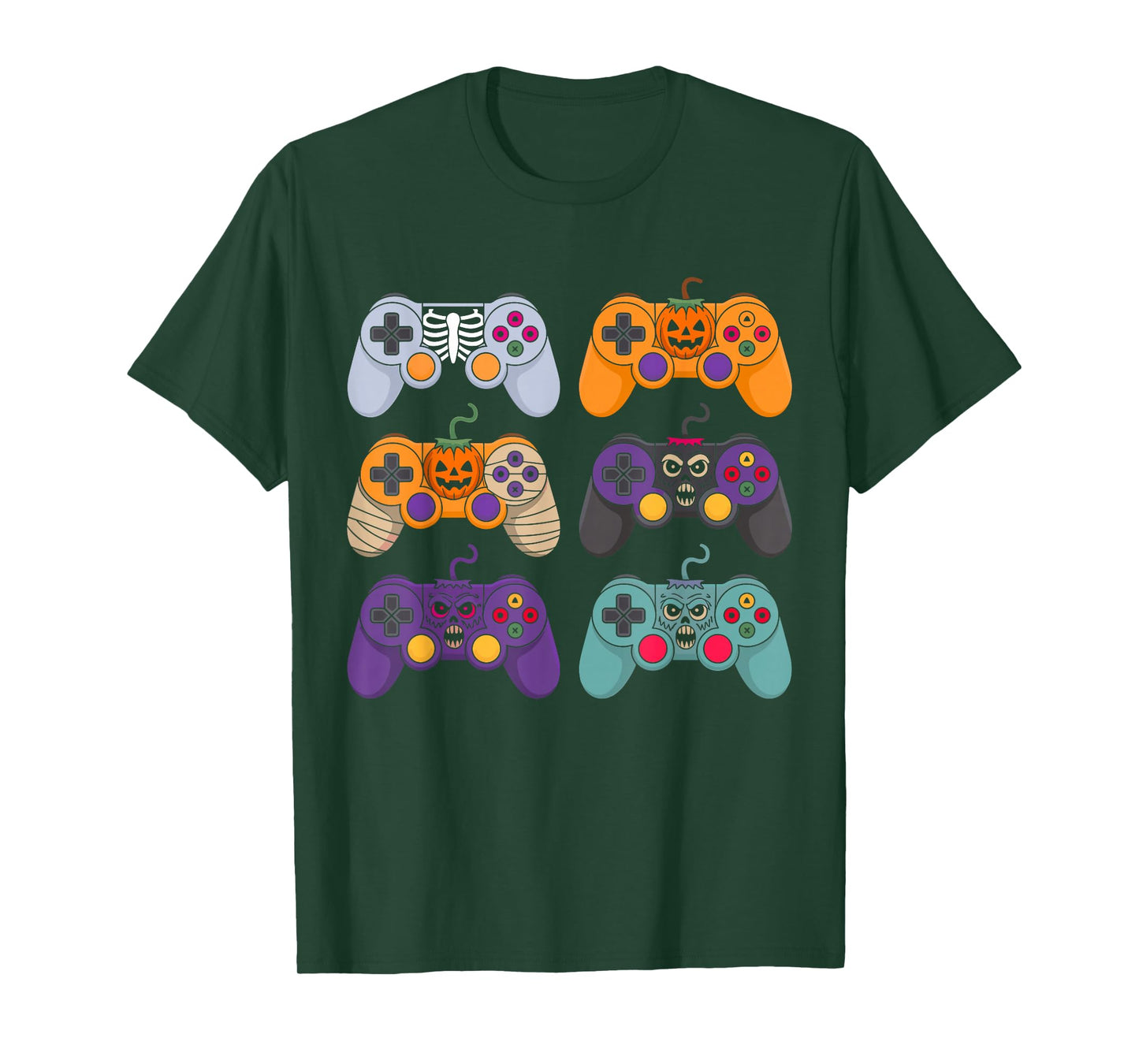 Halloween Skeleton Funny Spooky Gaming Controllers Boys Kids T-Shirt