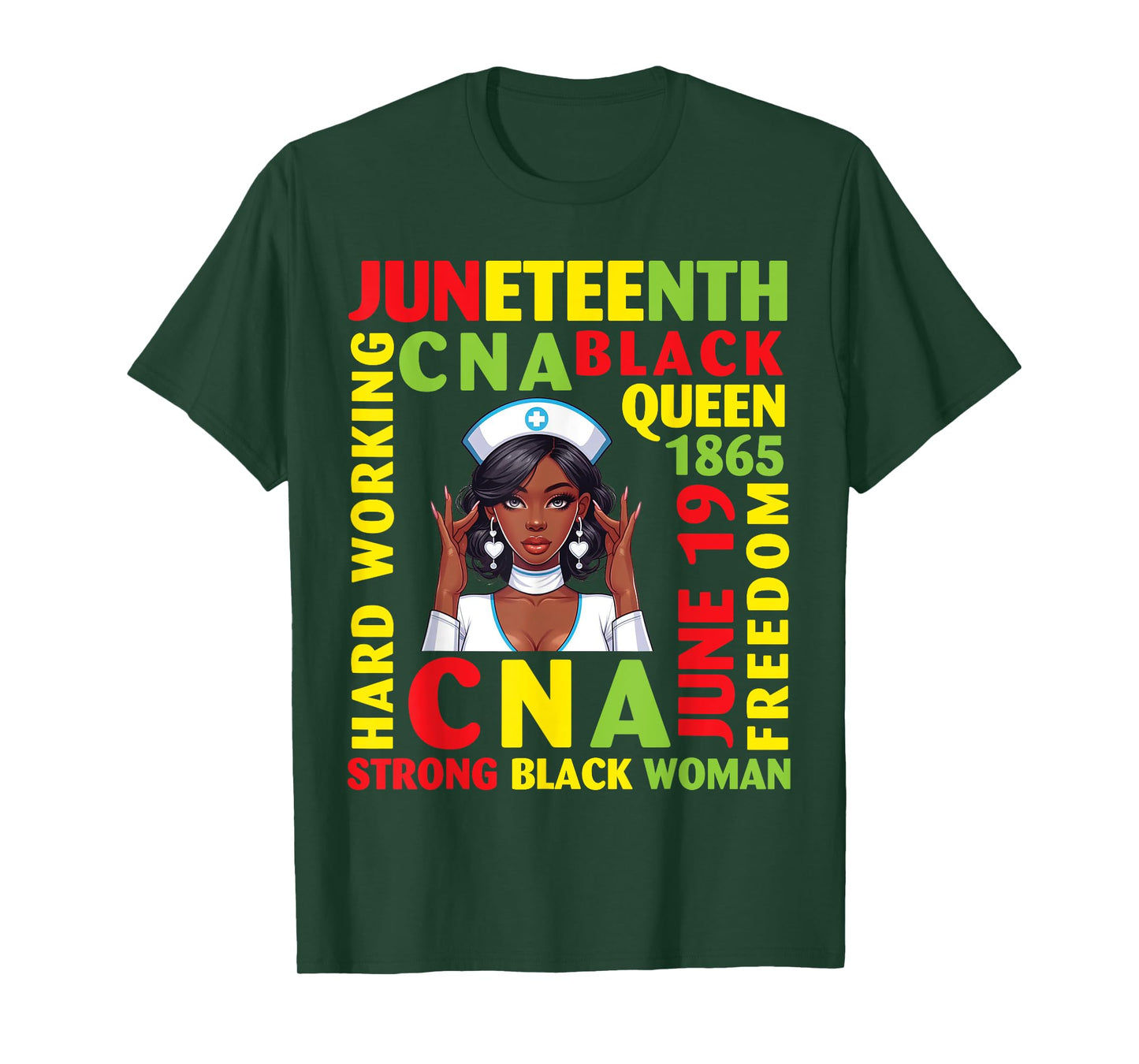 Juneteenth Hard Working CNA Black Queen Strong Black Woman T-Shirt