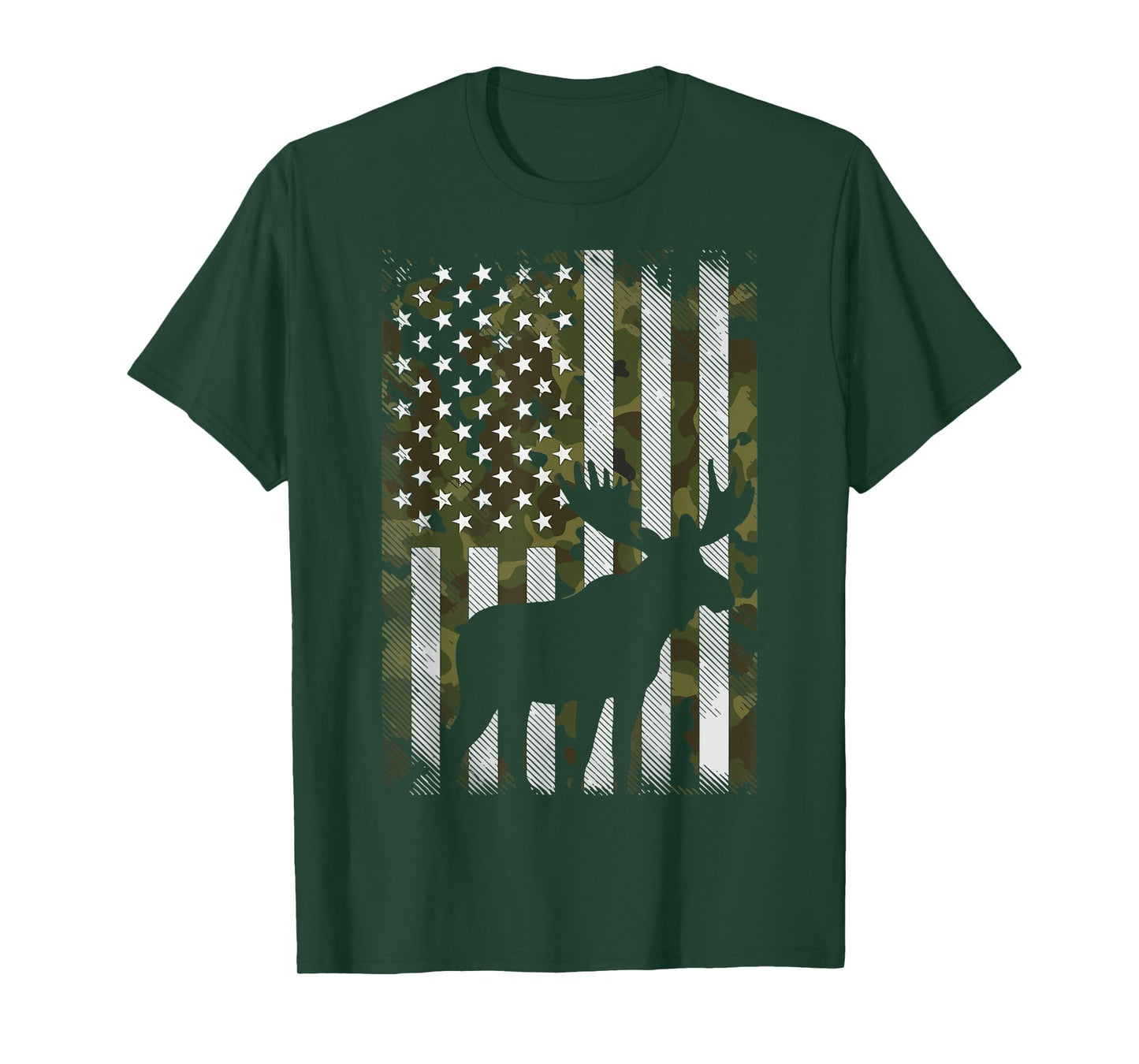 Moose USA Flag Alaska Wildlife T-Shirt