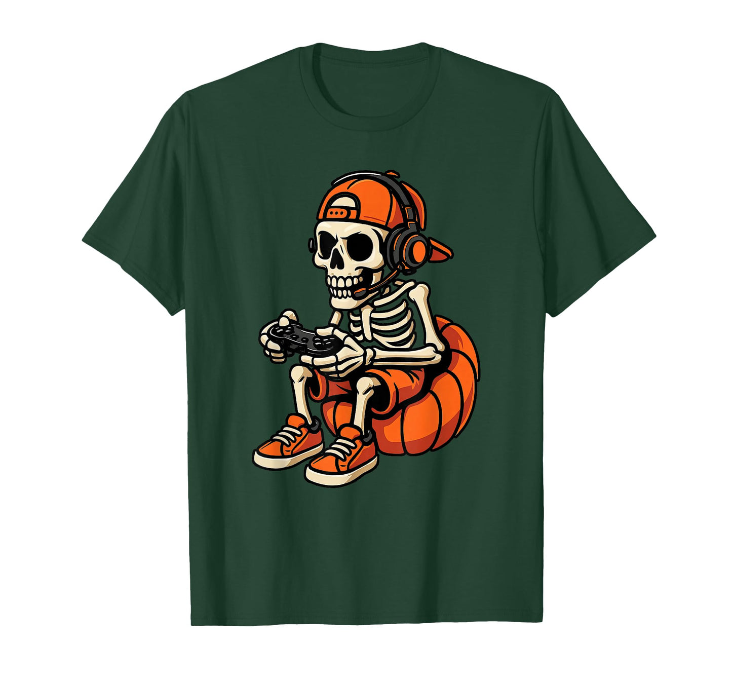 Halloween Skeleton Gamer Video Gaming Boys Men Kids T-Shirt