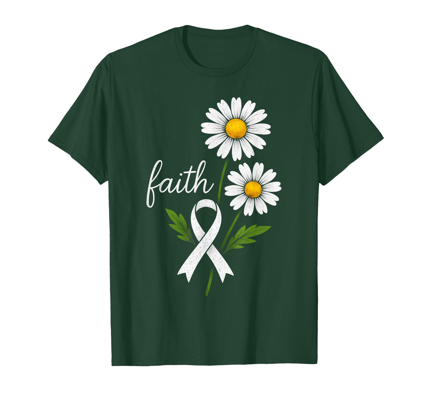 Faith Lung Cancer Awareness Flower White Ribbon Support T-Shirt