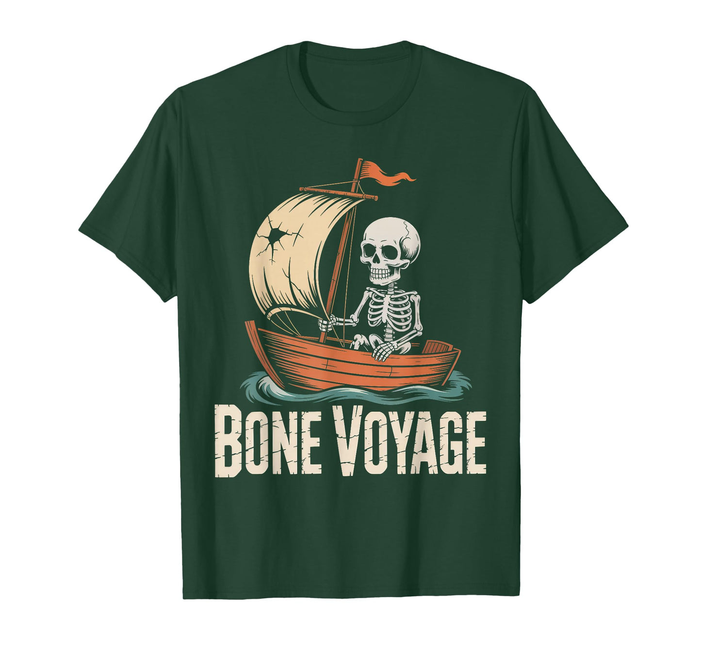 Bone Voyage Skeleton Sailor Nautical Crew T-Shirt