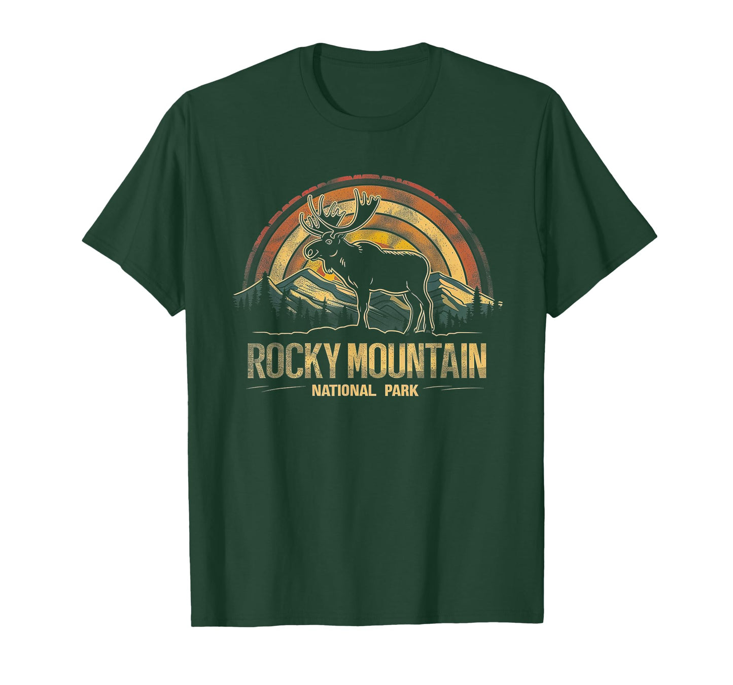Rocky Mountain US National Park Vintage Men Women Kids Retro T-Shirt