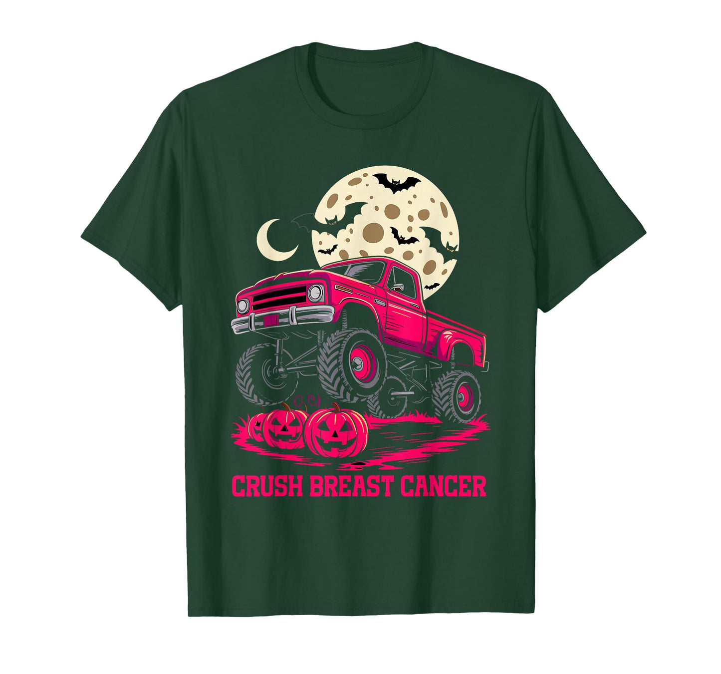Crush Breast Cancer Awareness Halloween Truck Pink for Kids T-Shirt